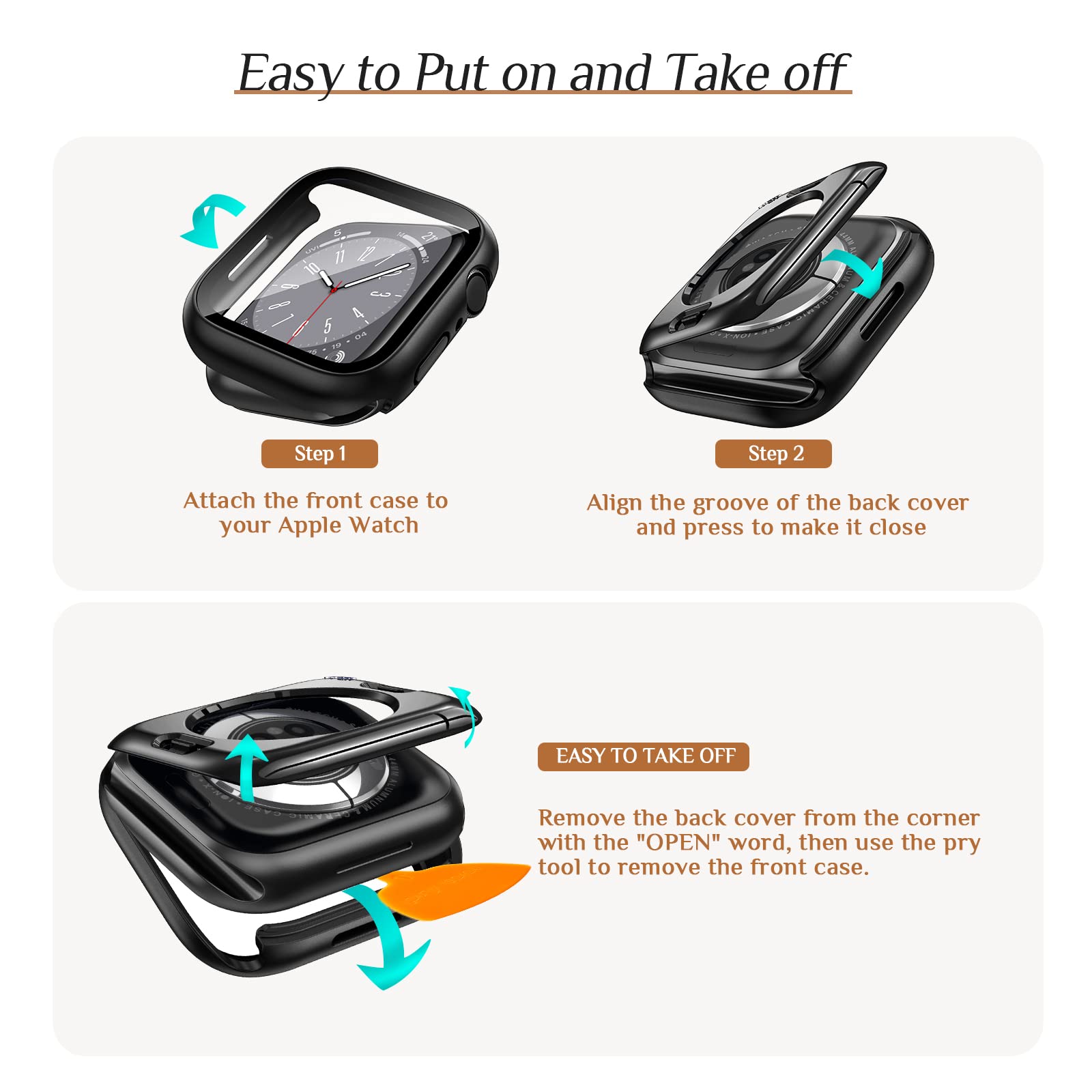 2-Pack Waterproof Case for Apple Watch Series 6/5/4/SE 40mm - 360° Full Protection Screen Protector & Back Bumper | Swimming, Running, Outdoor Sports & Daily Use