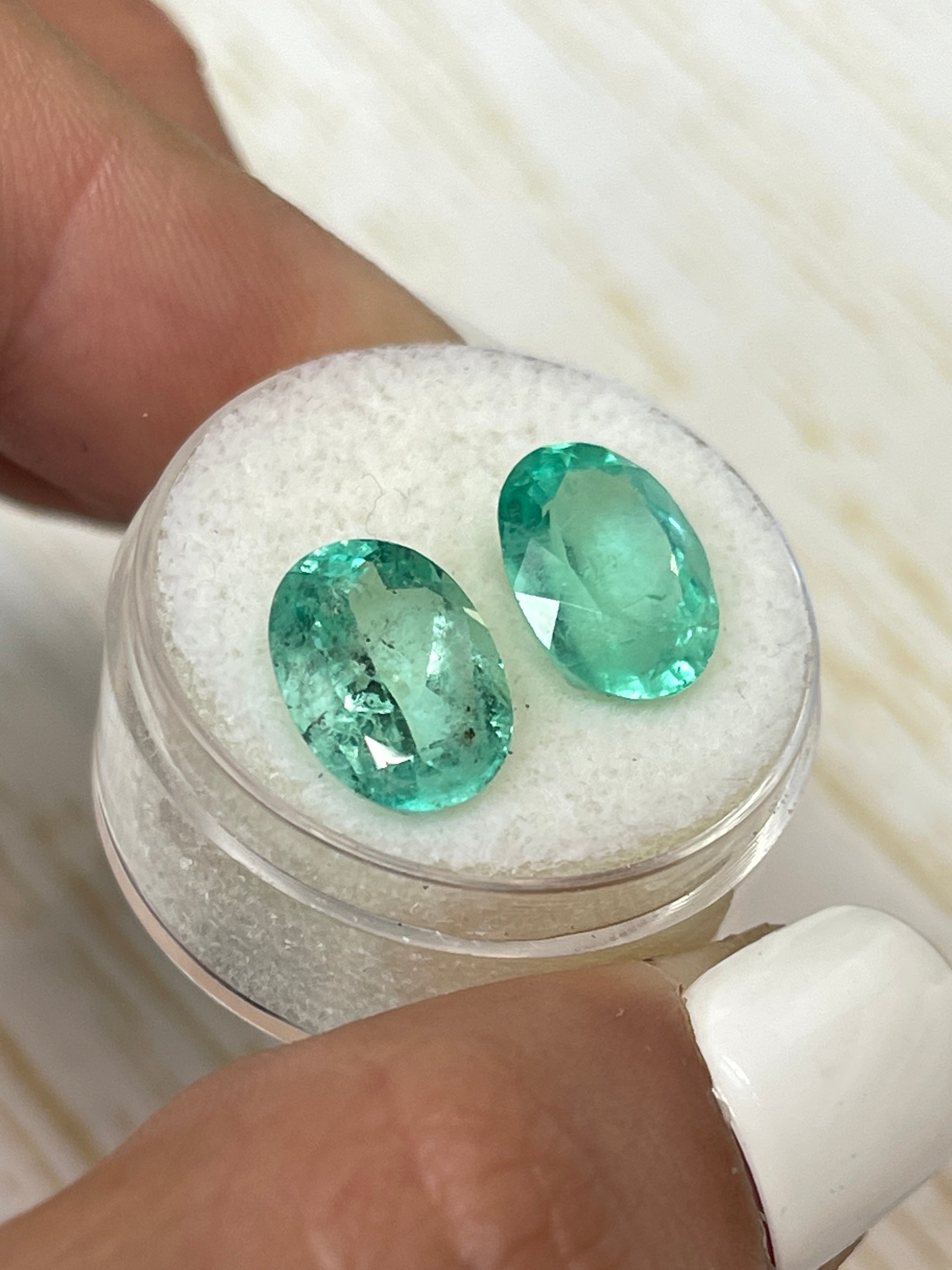 7.43tcw 12x9mm Matching Loose Colombian Emeralds Oval Cut Gemstones for Jewelry Making, Engagement Rings & Luxury Gifts