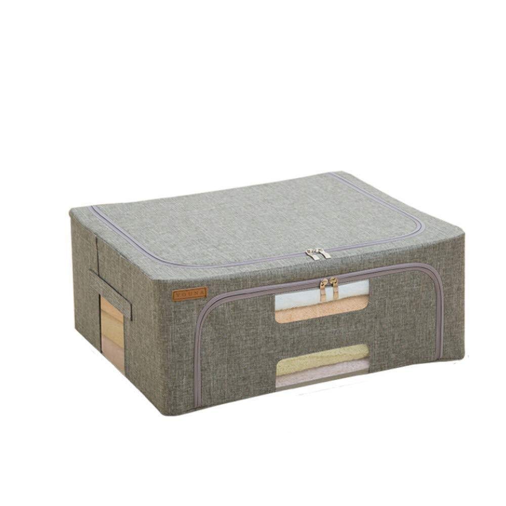 Waterproof Storage Box with Lid - 40L Foldable Cloth Storage Bin for Office, Bedroom, Closet & Under Bed - Gray Organizer for Toys, Clothes & Home Organization - Strong Handles & Durable Design