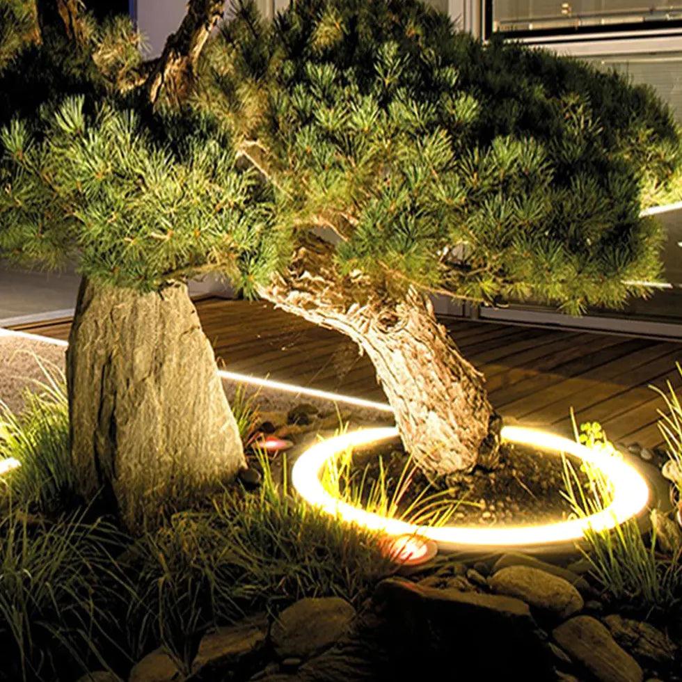 Solar Powered LED Ring Ground Spotlight - Waterproof Outdoor Landscape Lighting for Garden, Pathway, Yard, and Patio Decor