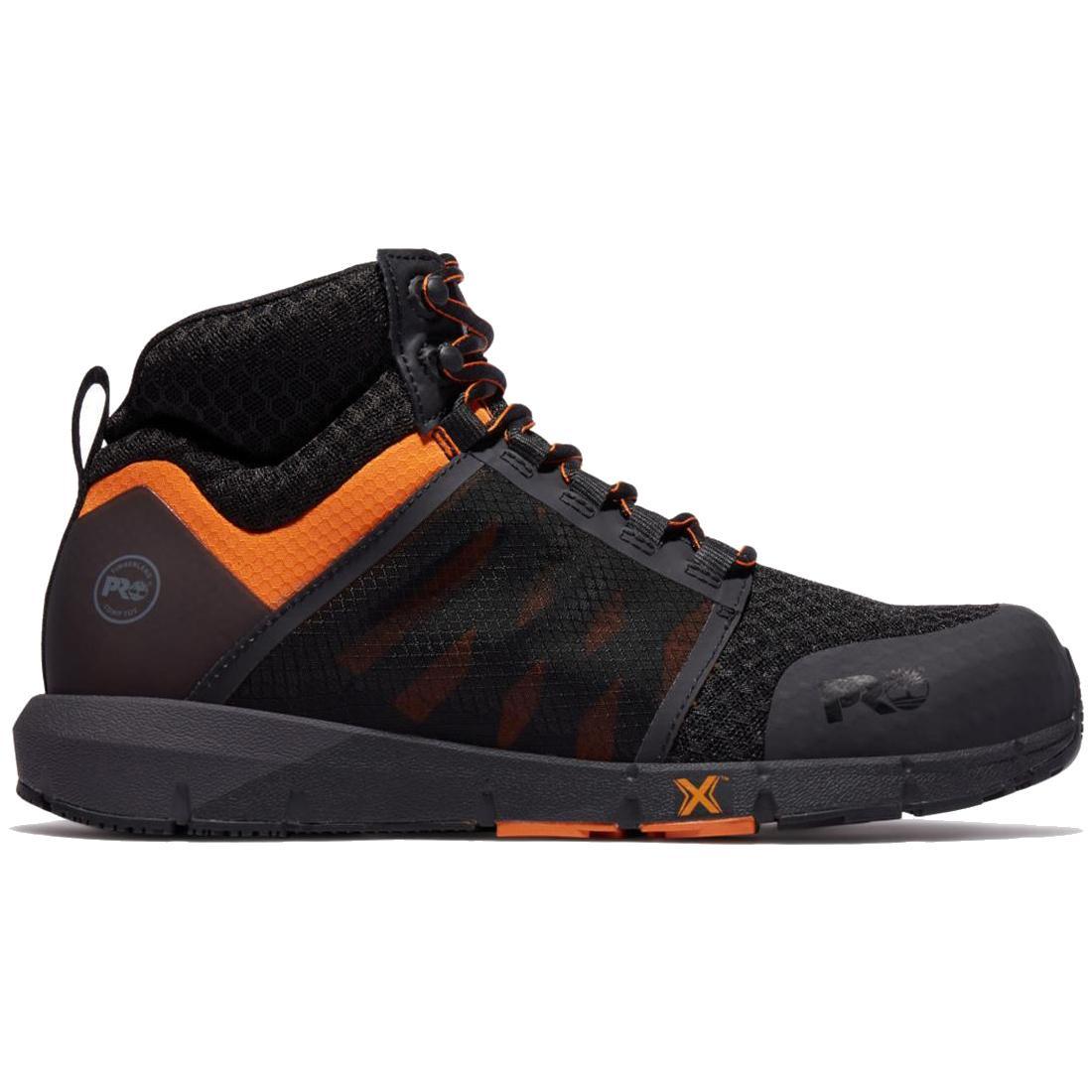 Radius Composite Toe Work Boots for Men - Black/Orange Safety Shoes - Lightweight & Comfortable for Construction, Warehouse & Outdoor Work