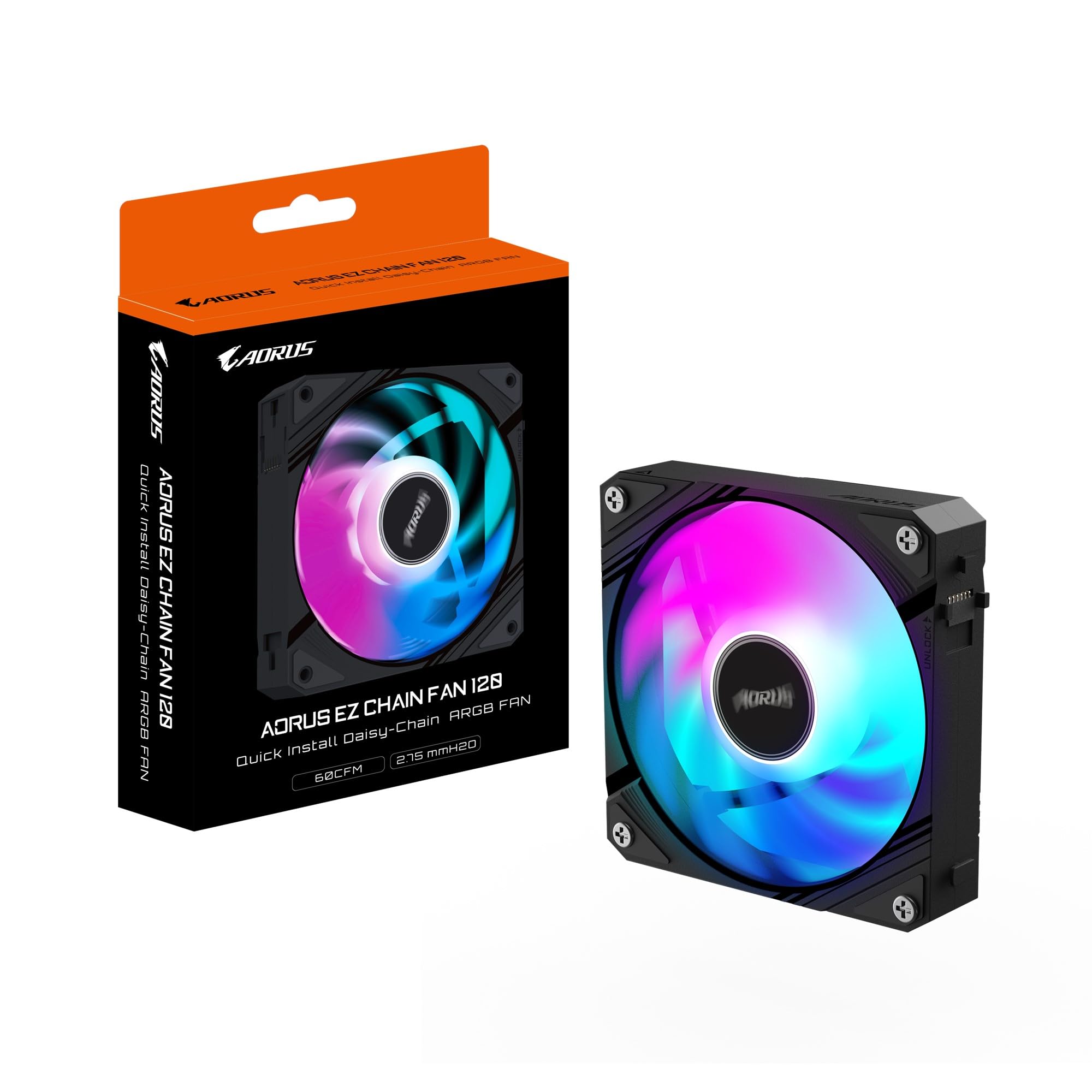 AORUS 120mm EZ Chain Fan - Hydro Bearing PC Case Fan for Gaming & Cooling