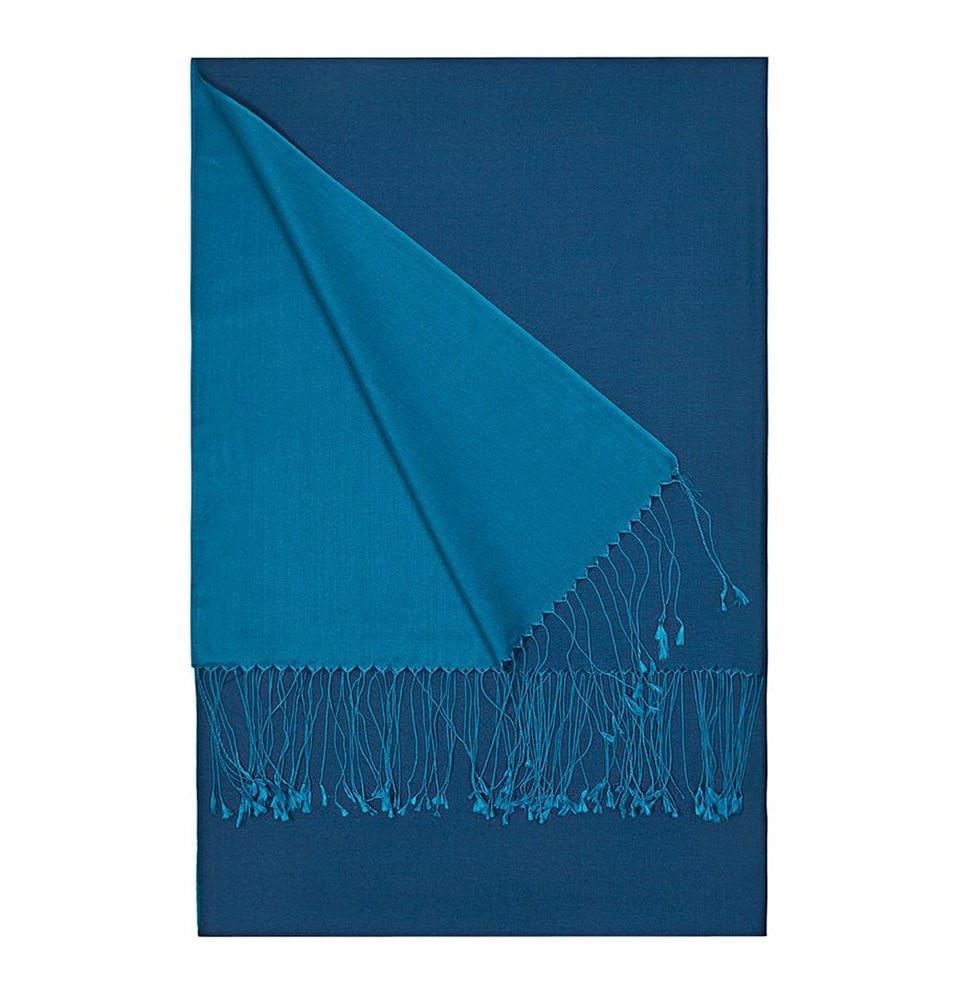 Aker Double Sided Silk Hijab Shawl #357 Blue - Elegant Muslim Headscarf for Women, Perfect for Daily Wear, Prayer, and Special Occasions