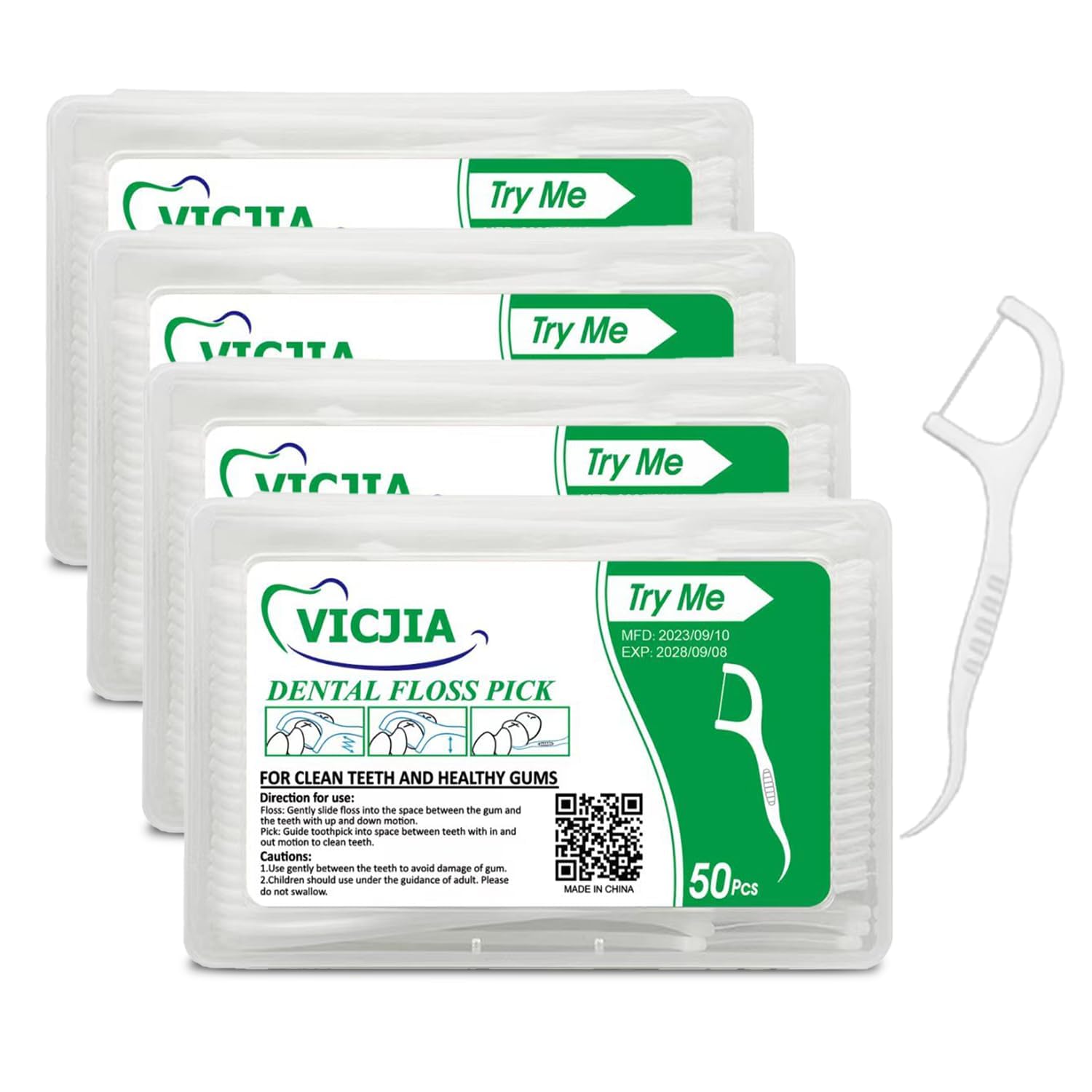 Unflavored Dental Floss Picks - 200 Count Teeth Cleaning Flossers for Fresh Breath & Oral Hygiene | Perfect for Home, Office, Car & Travel Use