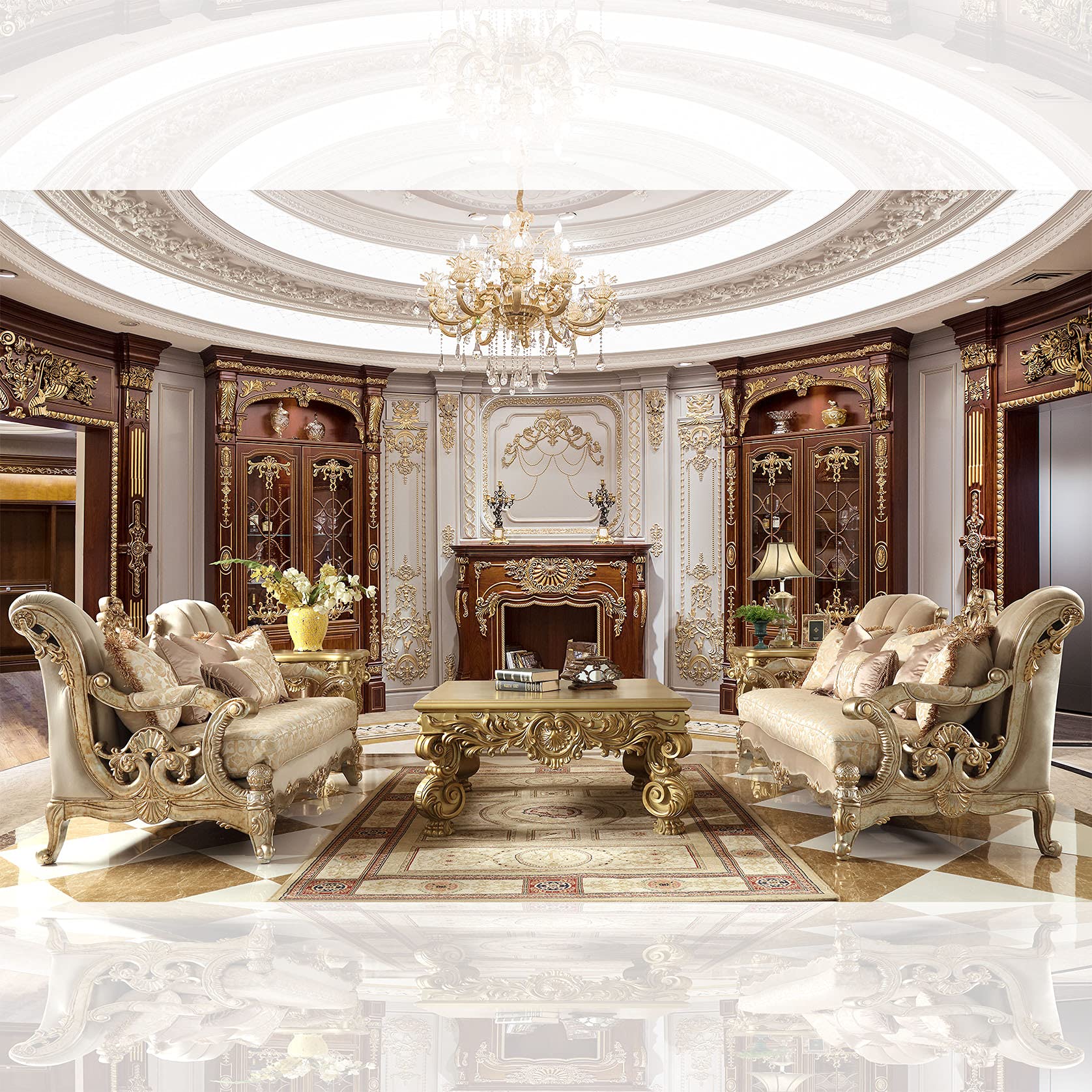 Elegant Marina Formal Champagne Sofa Set with Love Seat & Chair - Perfect for Living Room, Lounge & Formal Events