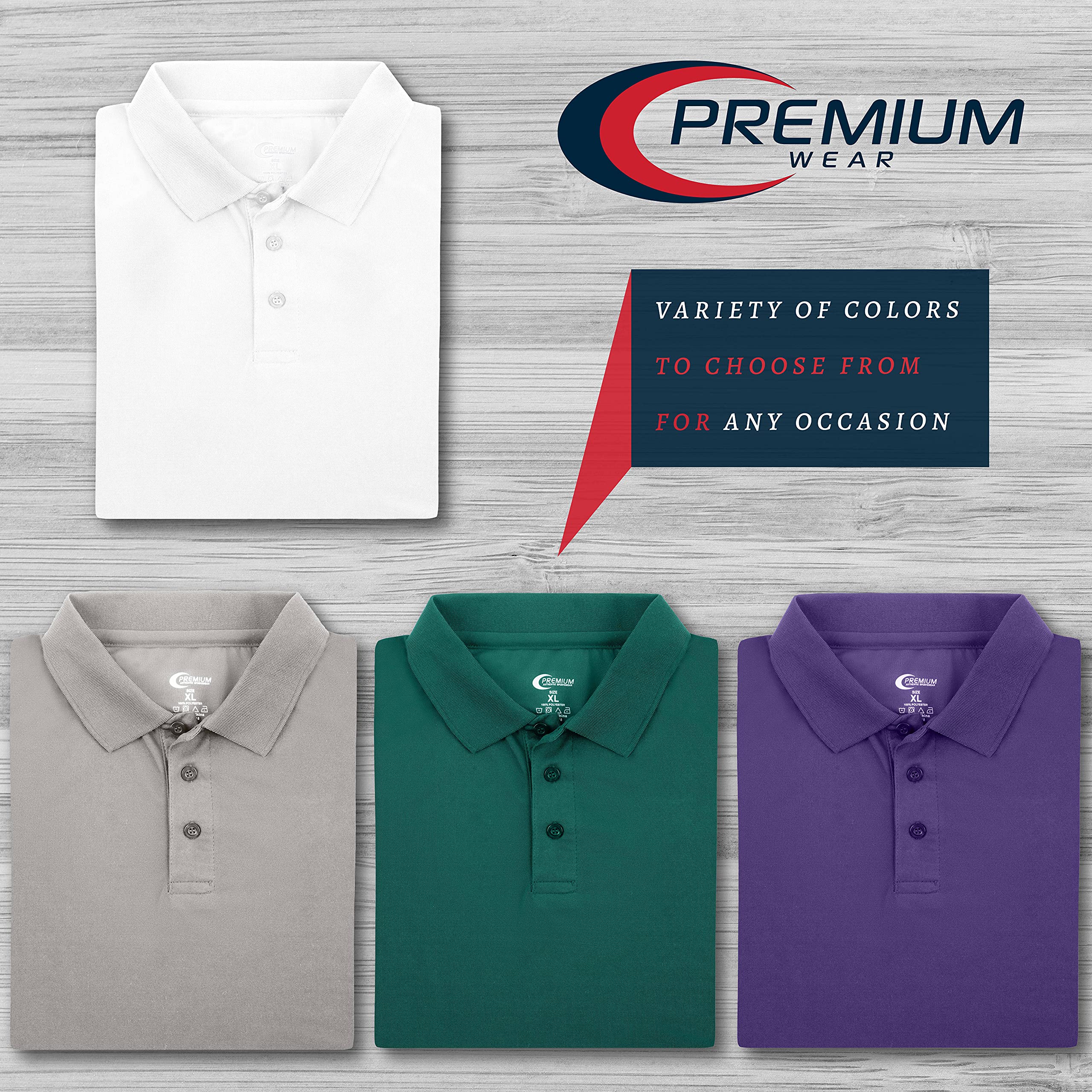 Premium Moisture-Wicking Men's Polo Shirts - Breathable & Quick-Dry Performance Tees for Golf, Work & Casual Wear