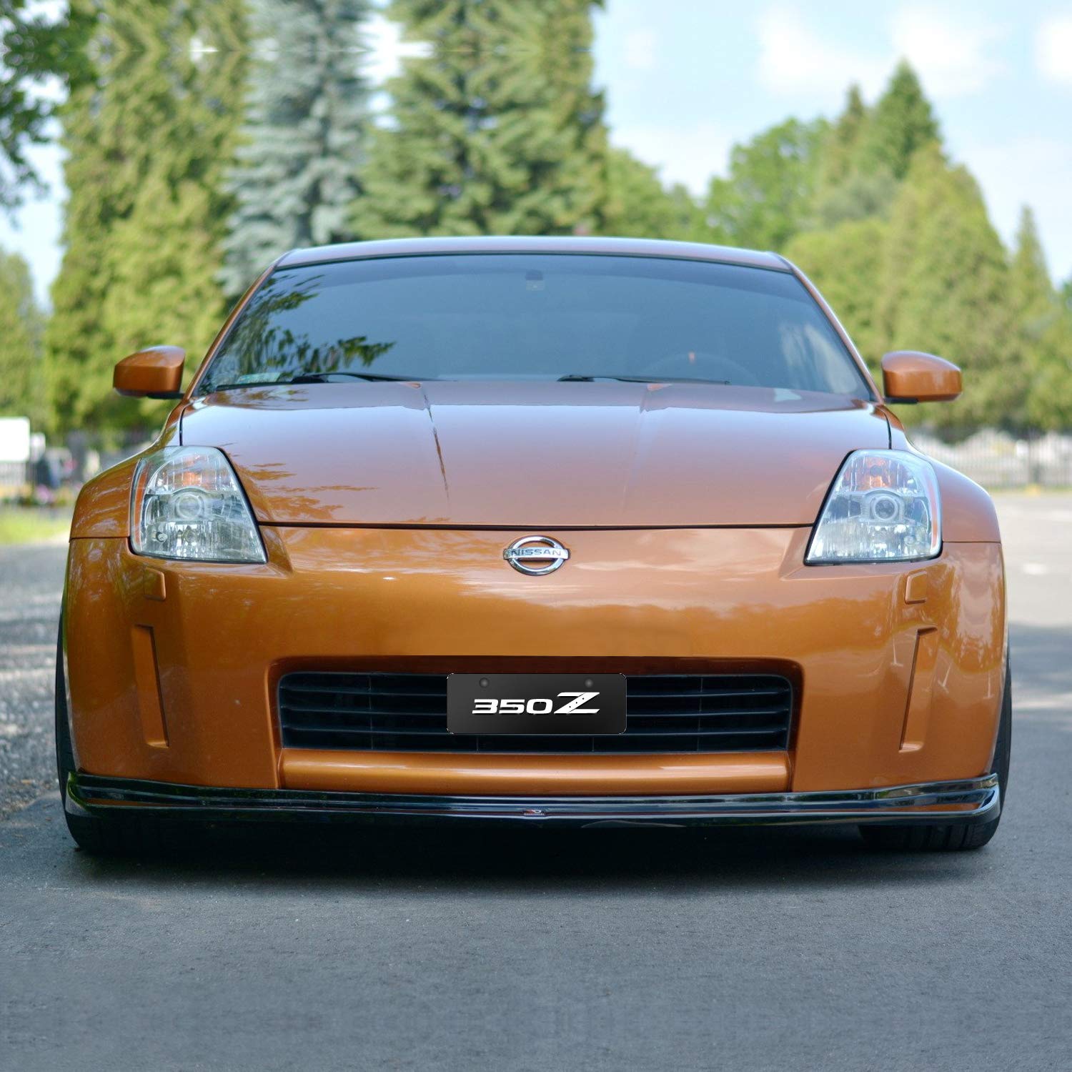 Nissan 350Z 3D European Style Half-Size Black Stainless Steel License Plate Frame - Durable Car Accessory for Customization & Street Style Enhancement