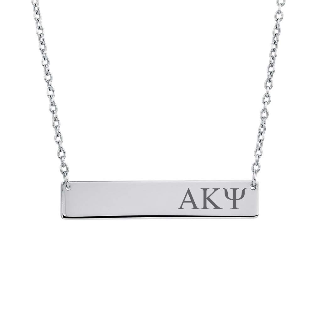 Alpha Kappa Psi Sorority Bar Necklace - Greek Letter Lavalier Pendant in Stainless Steel - Perfect for Sorority Events, Graduation Gifts & Sisterhood Celebrations