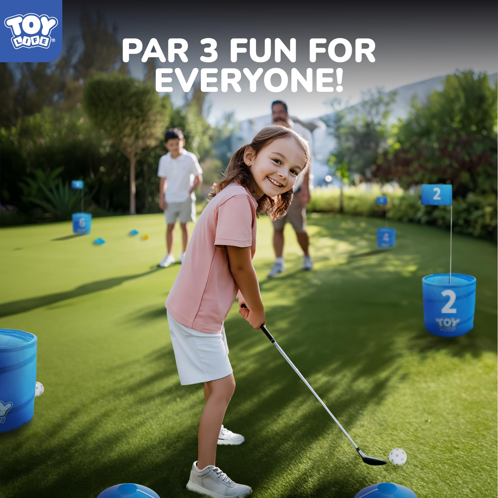 TOY Life Golf Bucket Game - Indoor/Outdoor Golf Chipping Practice Set for Adults & Kids - Perfect for Backyard, Beach & Family Fun - Great Golf Gift Idea & PAR 3 Training Tool