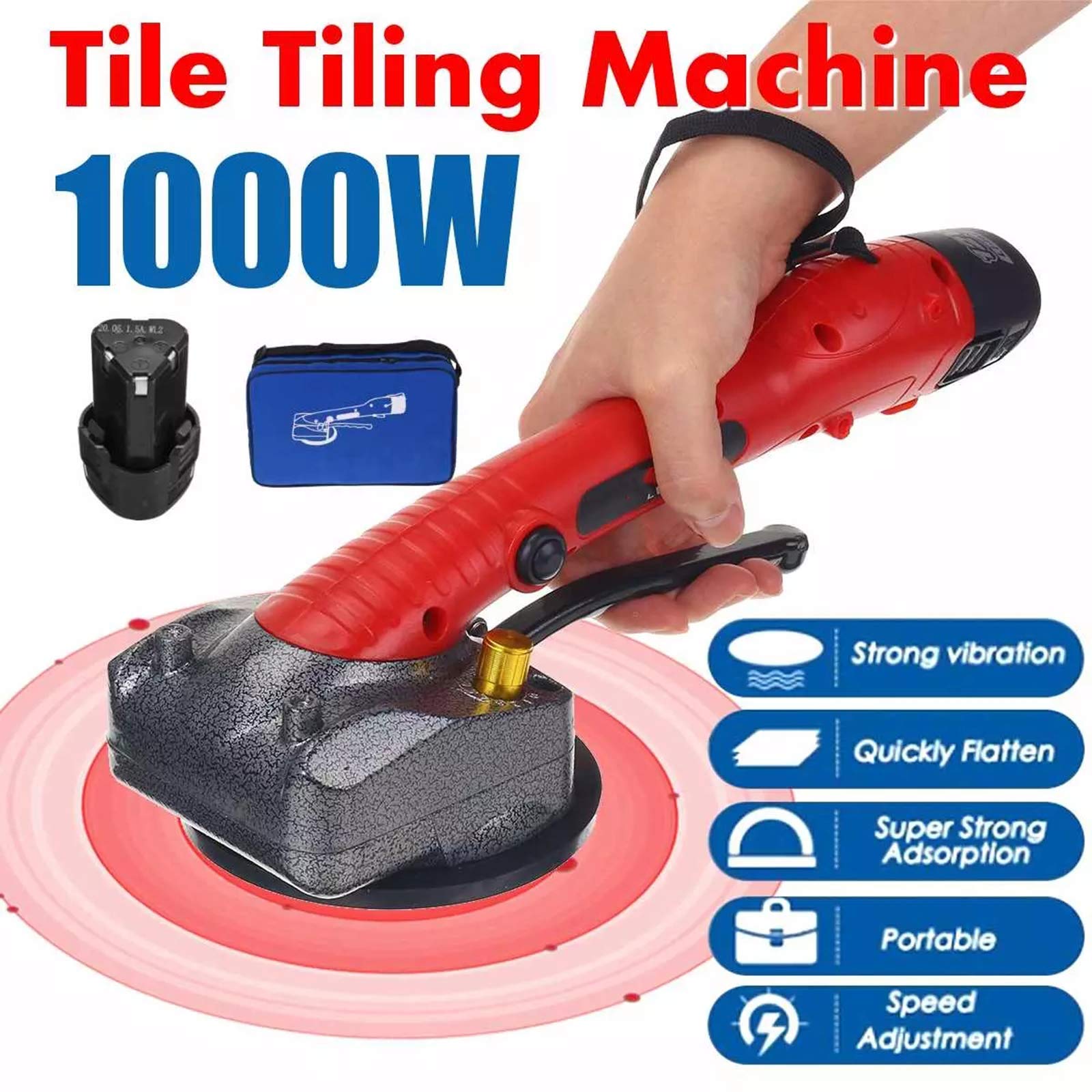 1000W Handheld Automatic Tile Leveling Machine - Professional Tiling Tool with 2500mAh Lithium Battery for 80x80cm Tiles | Perfect for DIY Home Renovation & Professional Flooring Projects