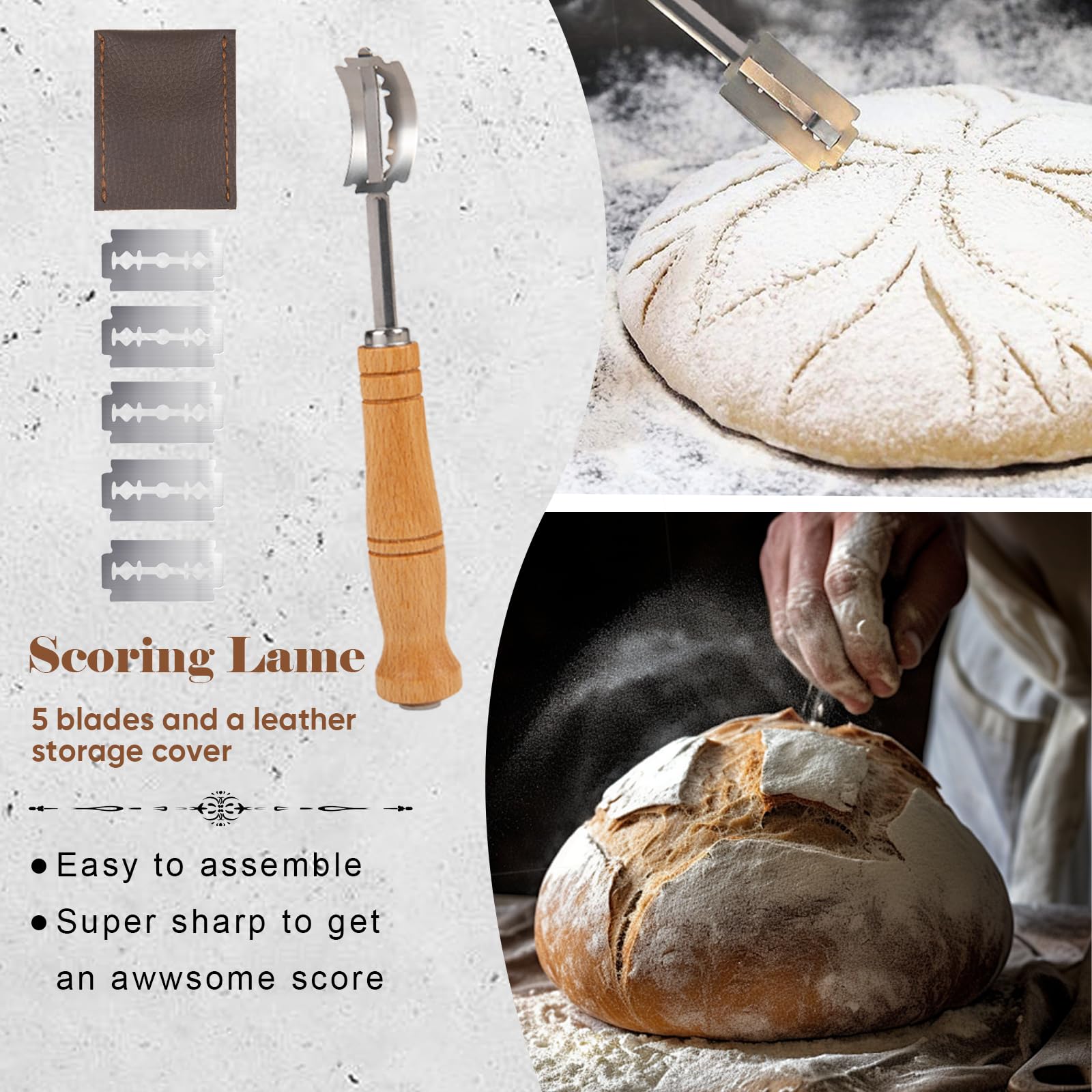 Premium Sourdough Bread Baking Kit - 2-Piece Banneton Proofing Basket Set (9