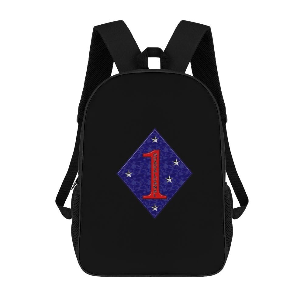 1st Marine Division Backpack - 17 Inch Laptop Backpack for Men & Women, Durable 3D Printed Military Style Computer Bag for School, Work & Travel | USMC Tactical Gear for Students & Professionals