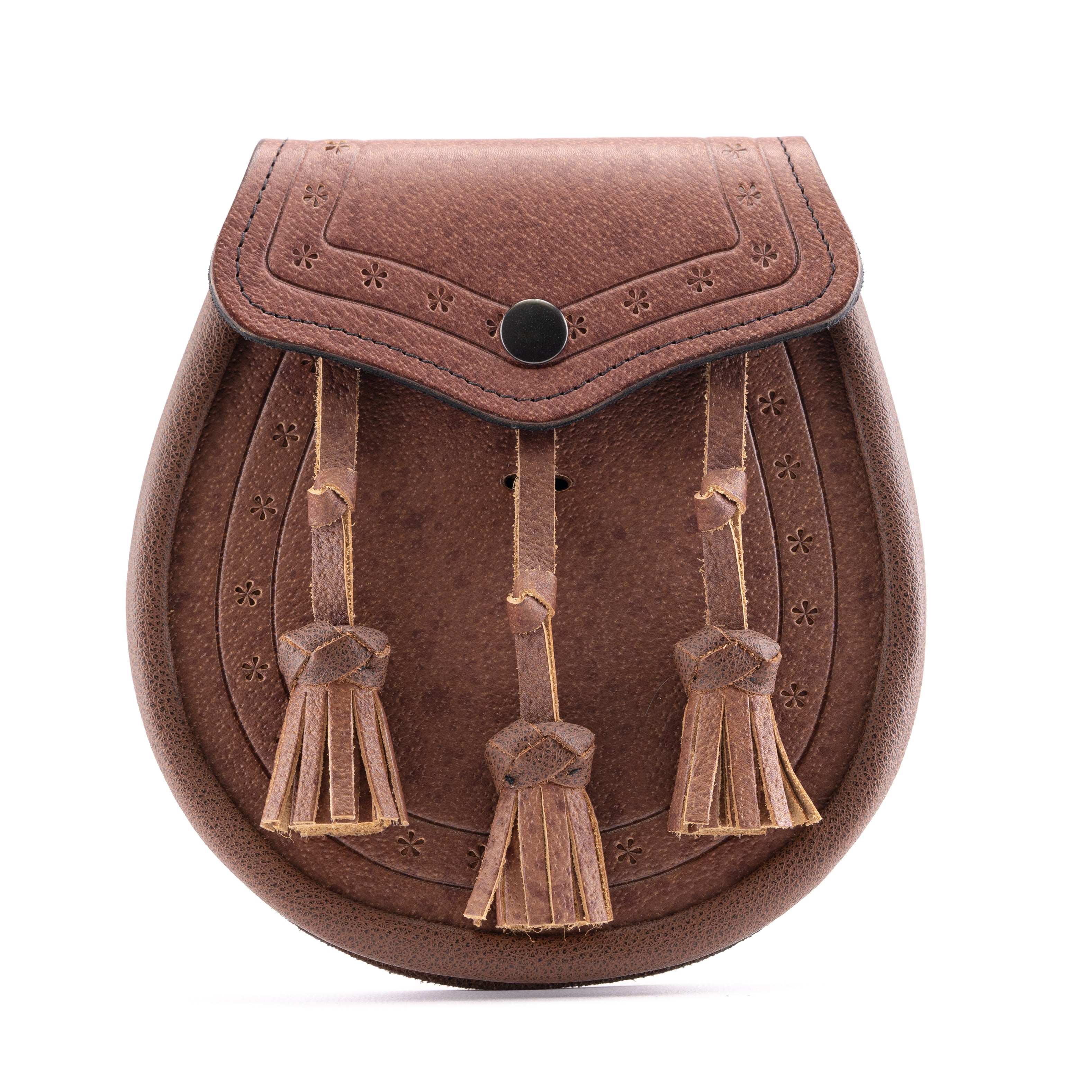 Khaki Brown Leather Pigskin Sporran - Traditional Scottish Waist Pouch for Men | Perfect for Highland Dress, Weddings & Formal Events