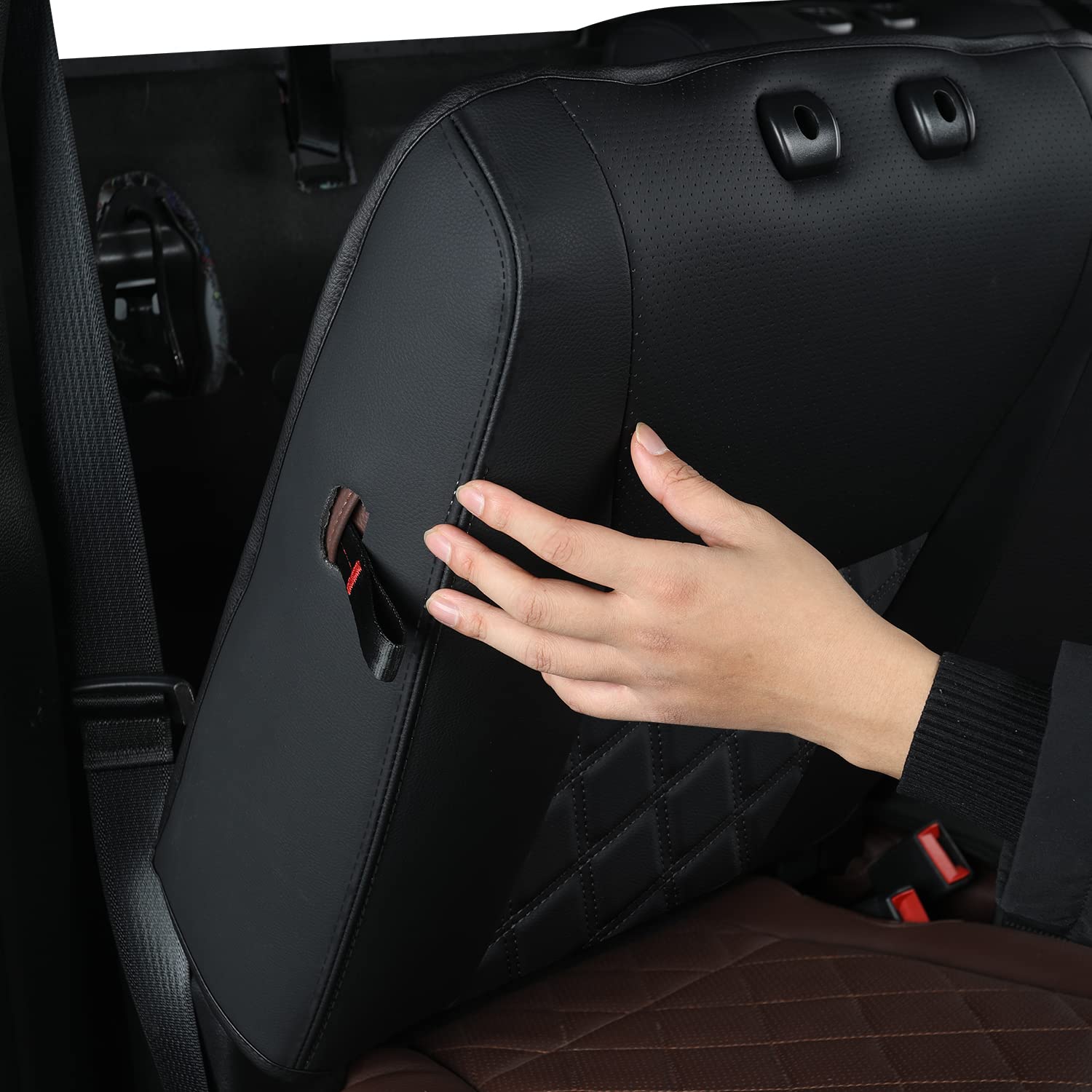 LUCKYMAN CLUB Custom Seat Covers for Ford F150 SuperCrew 2015-2025 & F250/F350 2017-2025 - Waterproof Faux Leather Full Coverage Truck Seat Protectors - Perfect for Off-Roading, Work Trucks and Daily Commuting (Black Full Set)