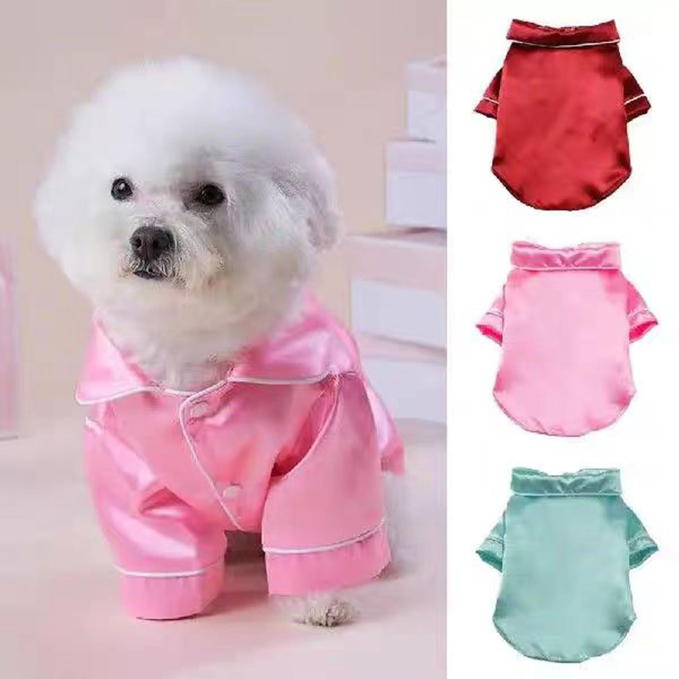 Soft & Breathable Dog Pajamas for Small Dogs - Cozy Silk Puppy Pajama Set with Red Christmas Design | Perfect for Pet Sleepwear, Holiday Gifts & Indoor Comfort