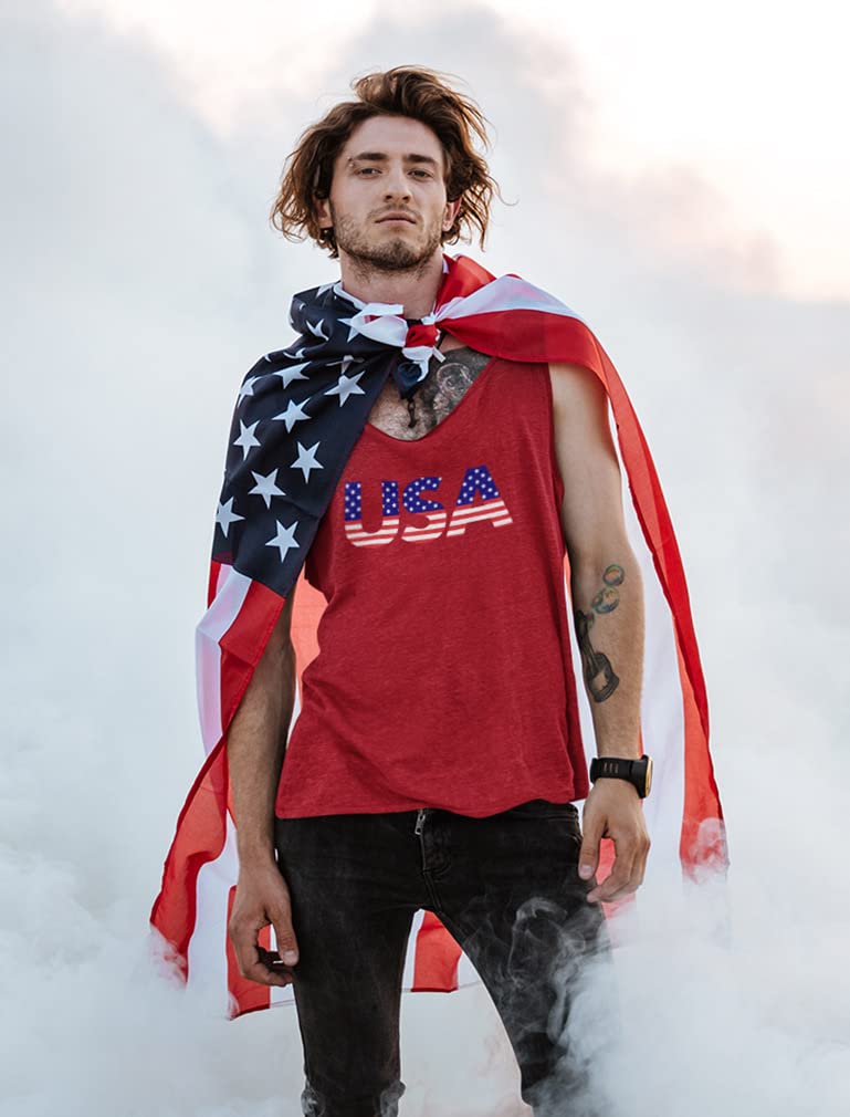 USA Flag Patriotic Men's Tank Top - 4th of July Independence Day Gift for BBQ, Beach & Summer Outings