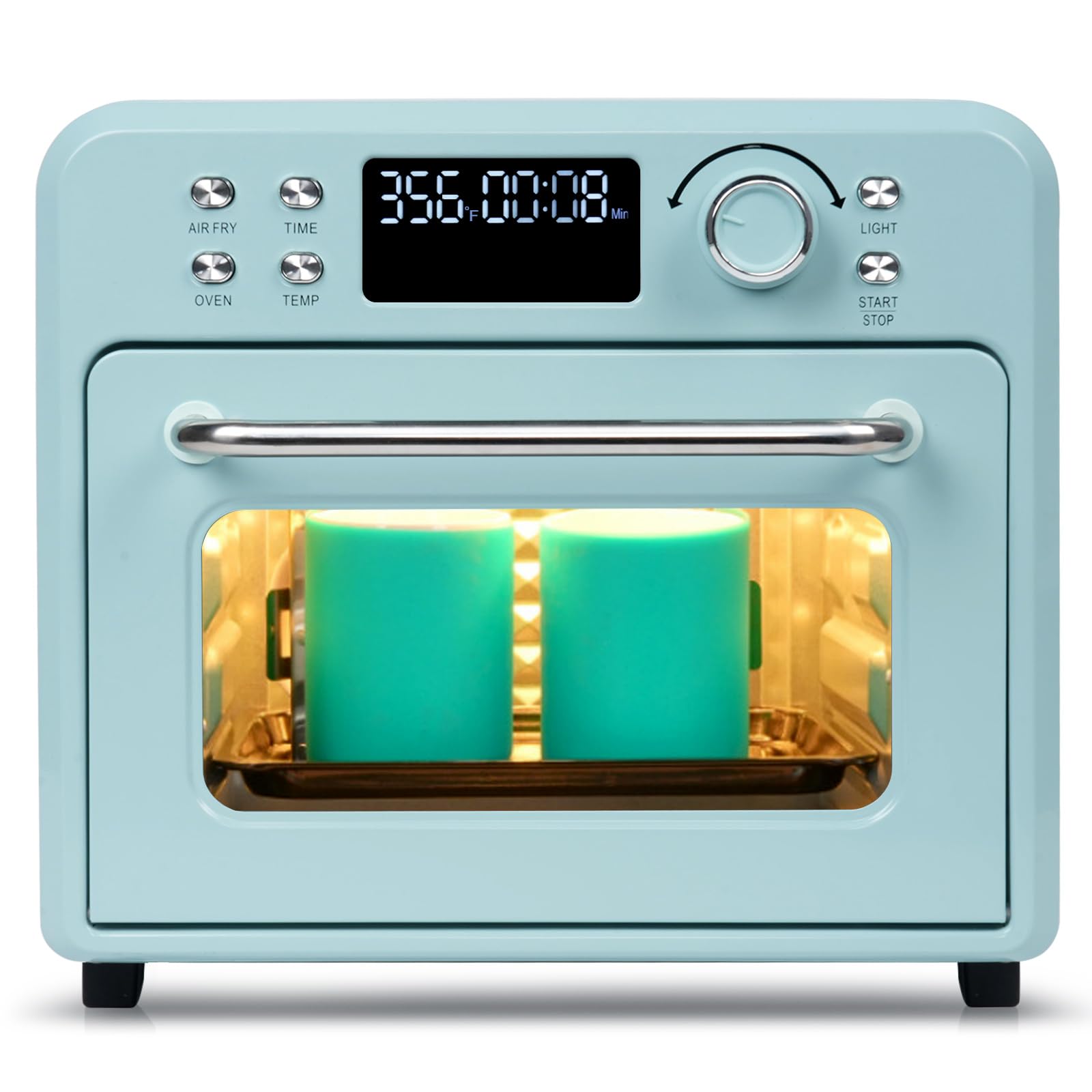 **16L 110V 1400W Sublimation Oven with Digital Display – Convection Heat for T-Shirts, Tumblers, Mugs & Water Bottles – Perfect for DIY Craft & Bulk Sublimation Transfer (Morandi Blue, Includes Glove)**    *(Use Cases: Ideal for small businesses, crafters, and hobbyists creating custom sublimation designs on apparel, drinkware, and promotional items.)*