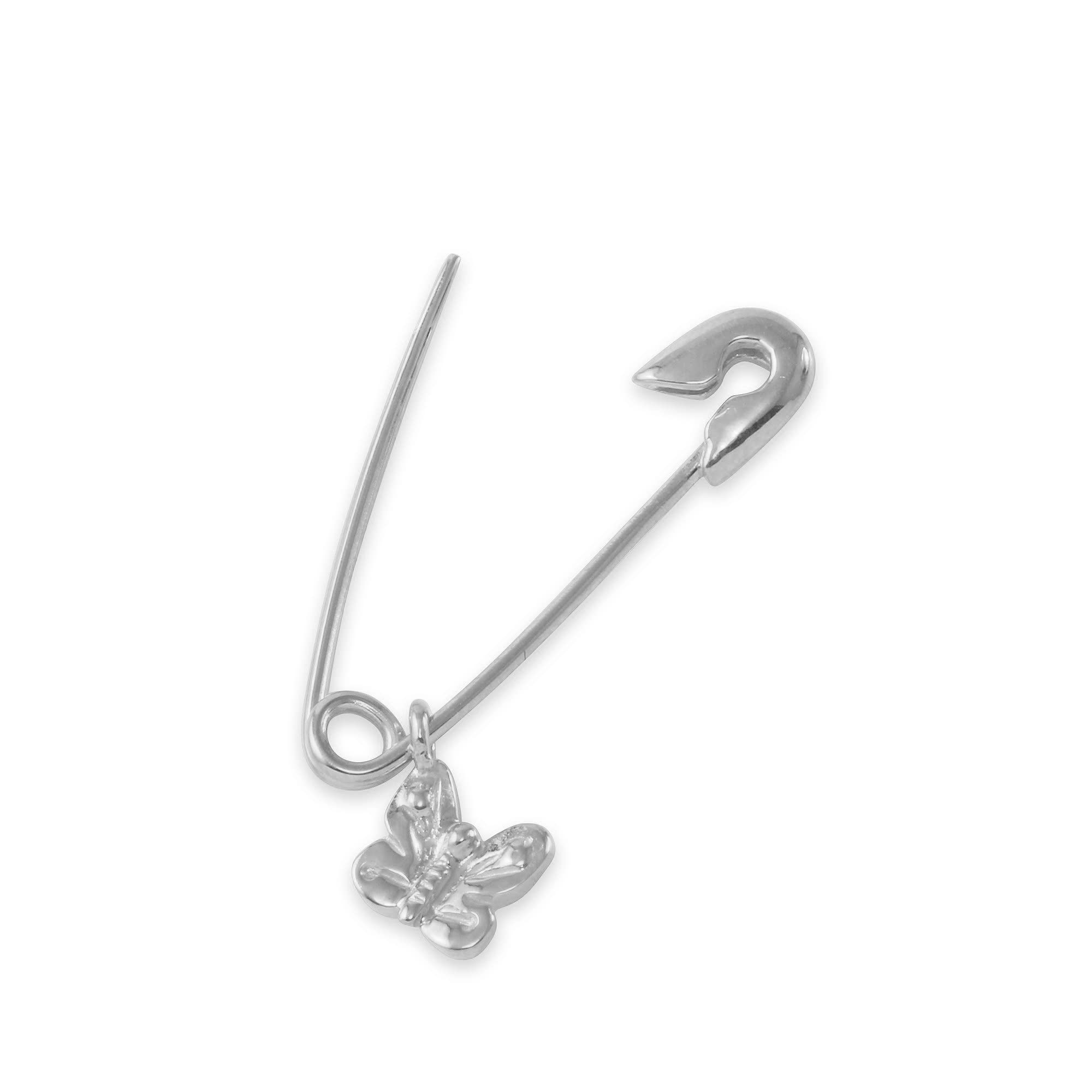 Monte Christo Safety Pin Charm Earring - Sterling Silver Butterfly Hoop Earring for Women | Single Earring | Made in USA | Perfect for Gifts, Parties & Everyday Wear