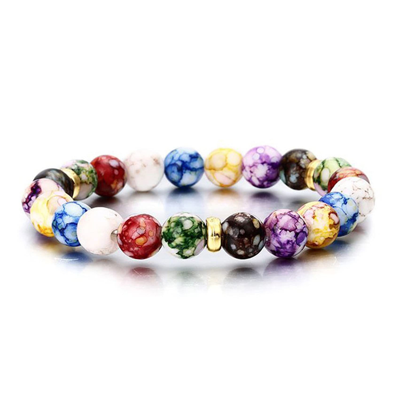 8mm Lava Stone 7 Chakra Essential Oil Diffuser Bracelet - Natural Yoga Beads for Men & Women (One Size) | Aromatherapy, Meditation & Spiritual Healing Jewelry