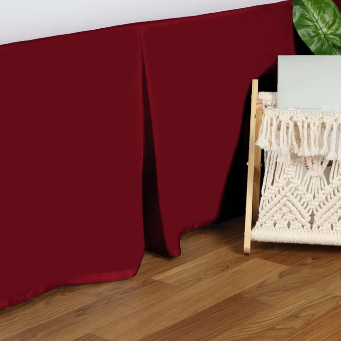 Premium Egyptian Cotton 300 Thread Count Solid Bed Skirt - Queen Size, Fitted Dust Ruffle for Luxury Bedding - Perfect for Master Bedrooms & Guest Rooms