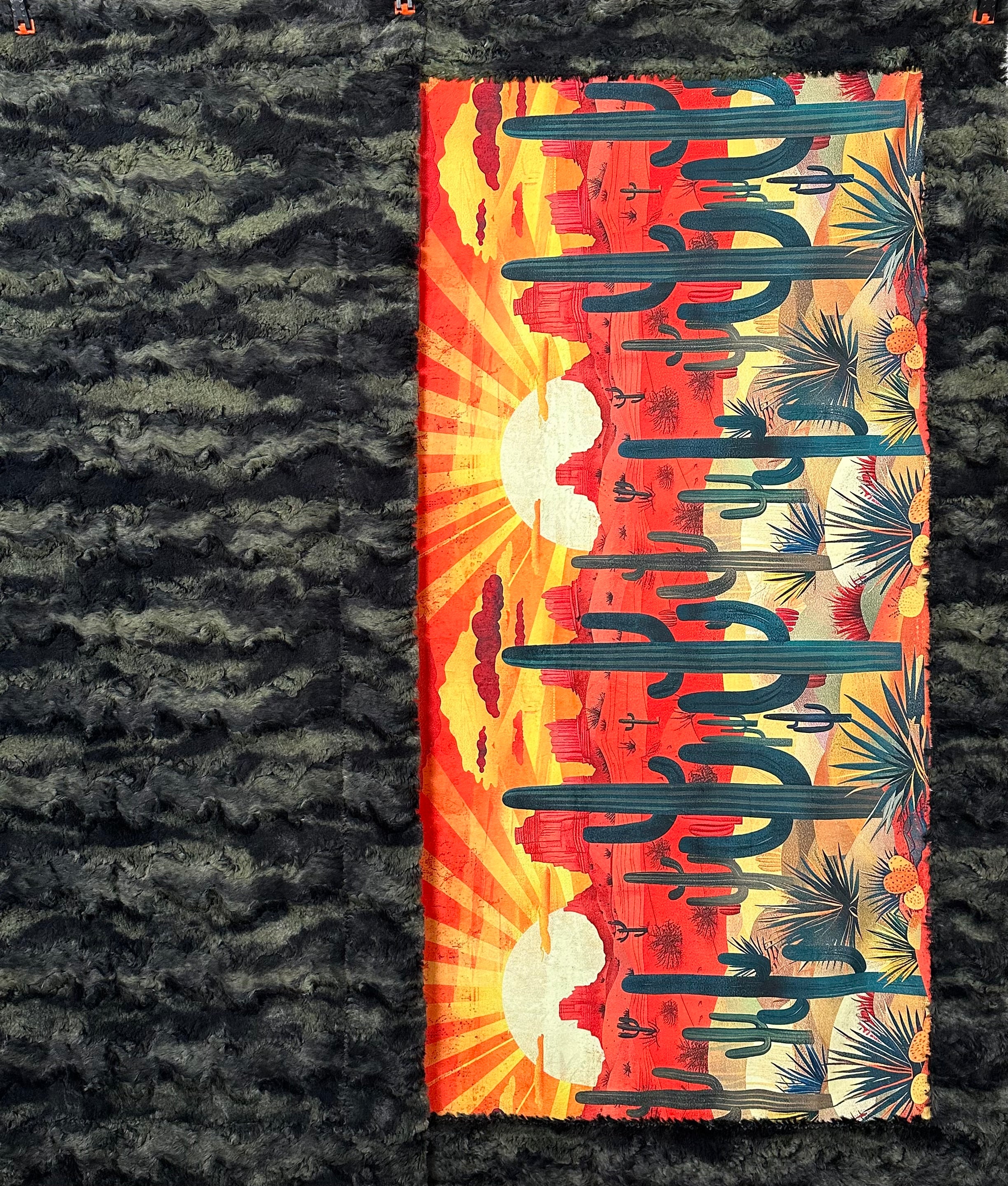 Sunny Arizona Desert Sunrise Camo 55x79 Large Minky Blanket - Soft & Cozy Throw for Bed, Couch, Outdoor Camping & Picnics