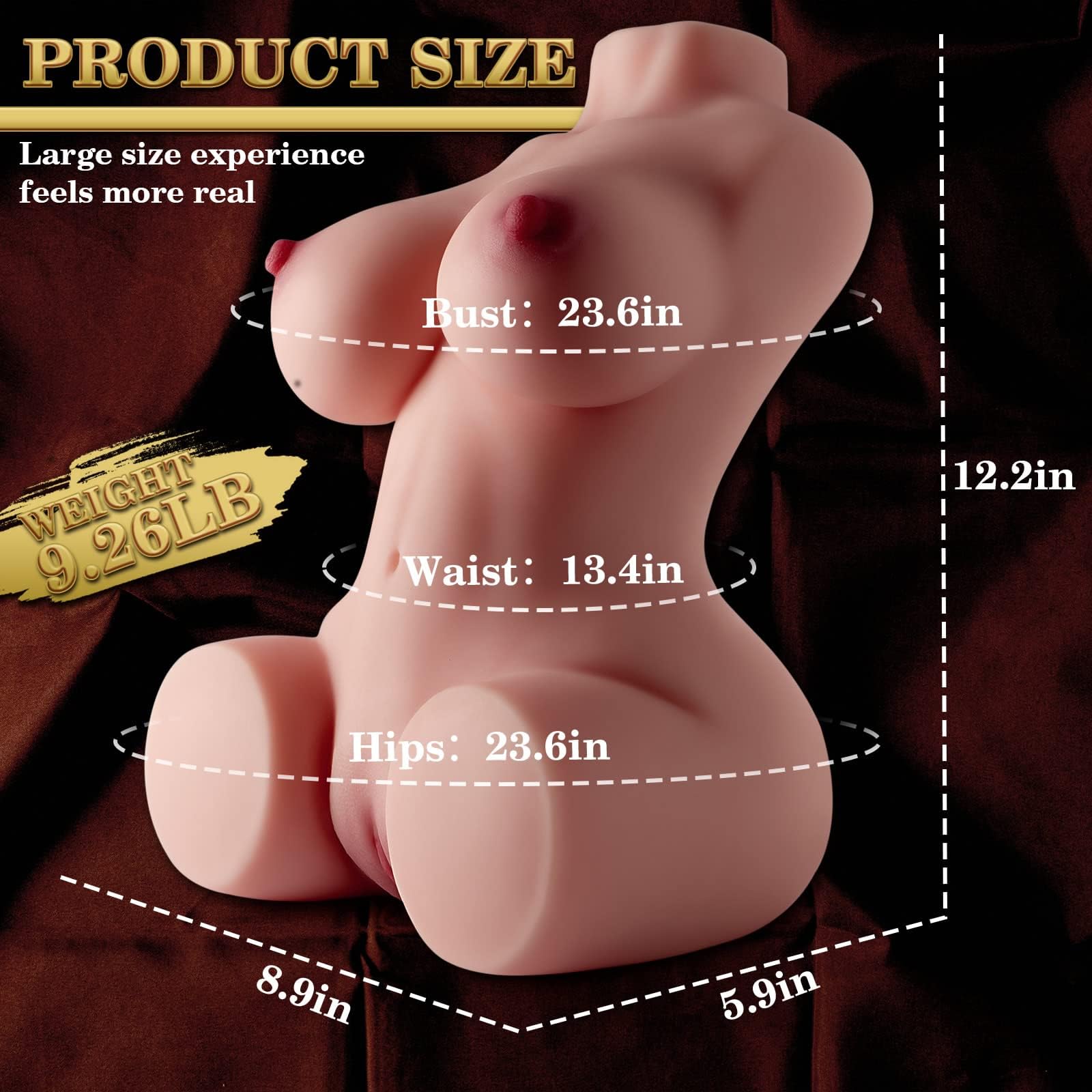 Realistic Mini Love Doll for Men - Lifelike Adult Torso with Big Breasts, Vagina & Tight Anus | 9.5LB Portable Masturbation Toy for Discreet Pleasure - Perfect for Solo Play, Stress Relief & Private Collection (Pocket Pussy & Anal Toy Included)