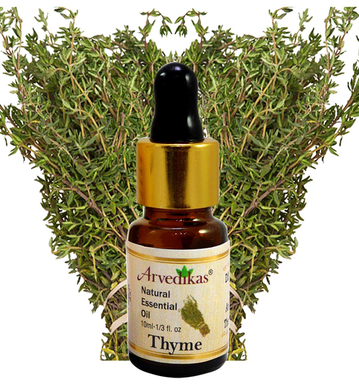 100% Pure Thyme Essential Oil - 10ml, Natural & Undiluted for Aromatherapy, Massage & Skin Care | Arvedikas