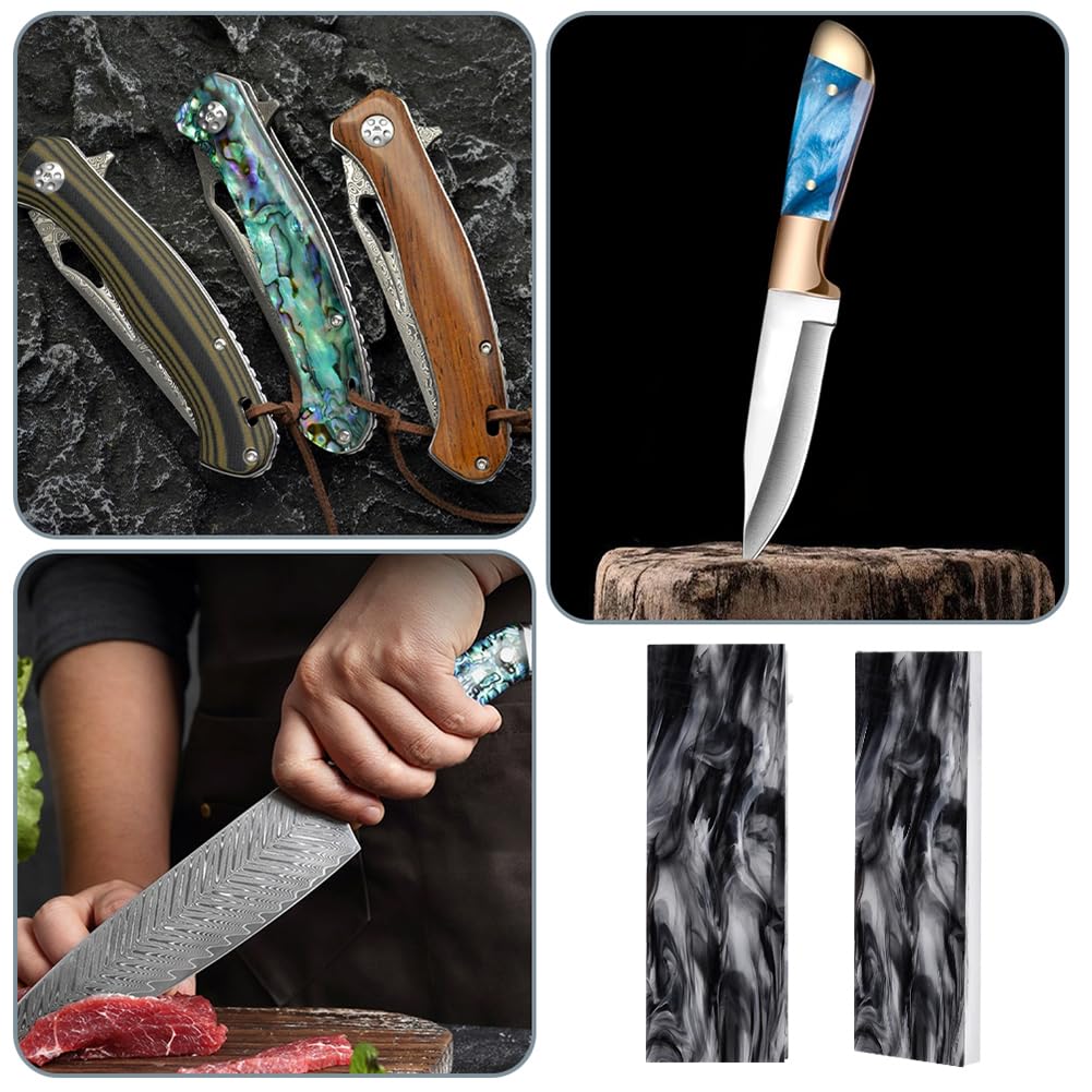 BENECREAT 2Pcs Marble Pattern Knife Handle Scales - Acrylic DIY Knife Making Material for Custom Blades (4.74x1.57x0.33 Inch) - Perfect for Knife Restoration, Woodworking & Outdoor Survival Tools