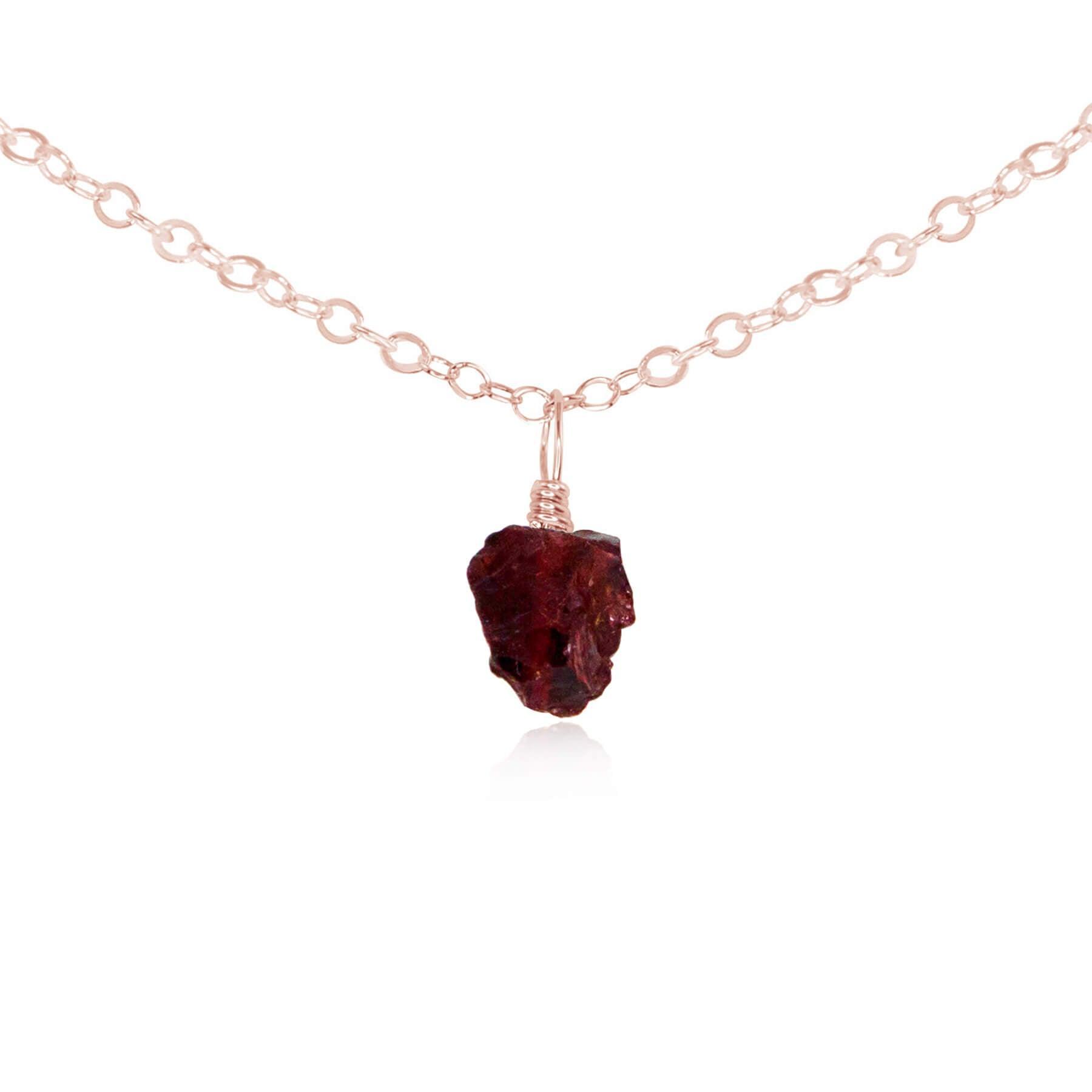 Tiny Rough Garnet Gemstone Pendant Choker Necklace - Natural Bohemian Jewelry for Women - Perfect for Layering, Boho Fashion & Everyday Wear