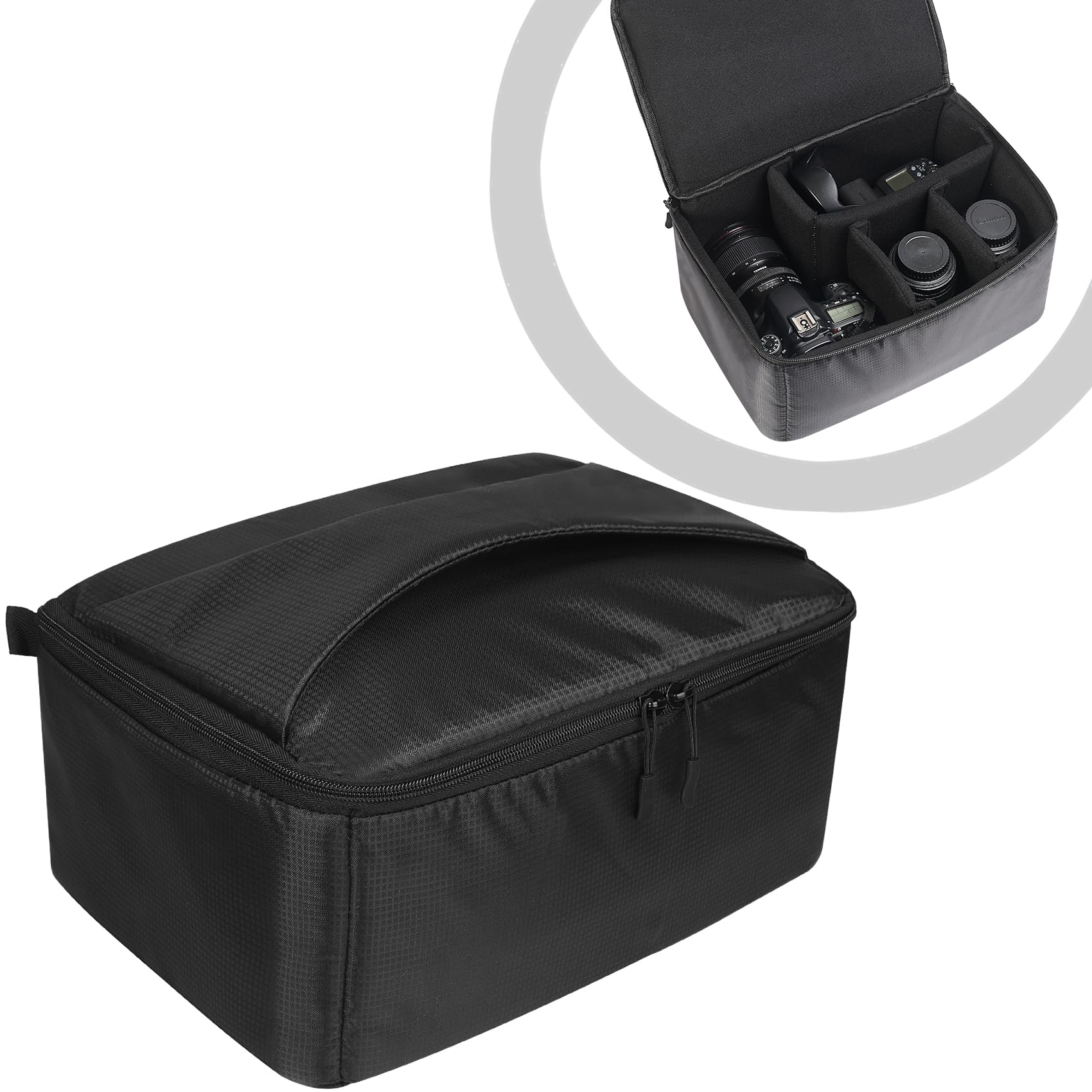 Waterproof Shockproof DSLR SLR Camera Bag Insert - Padded Protective Case for Nikon Canon Sony Cameras & Lenses | Perfect for Travel Photography Hiking Outdoor Adventures