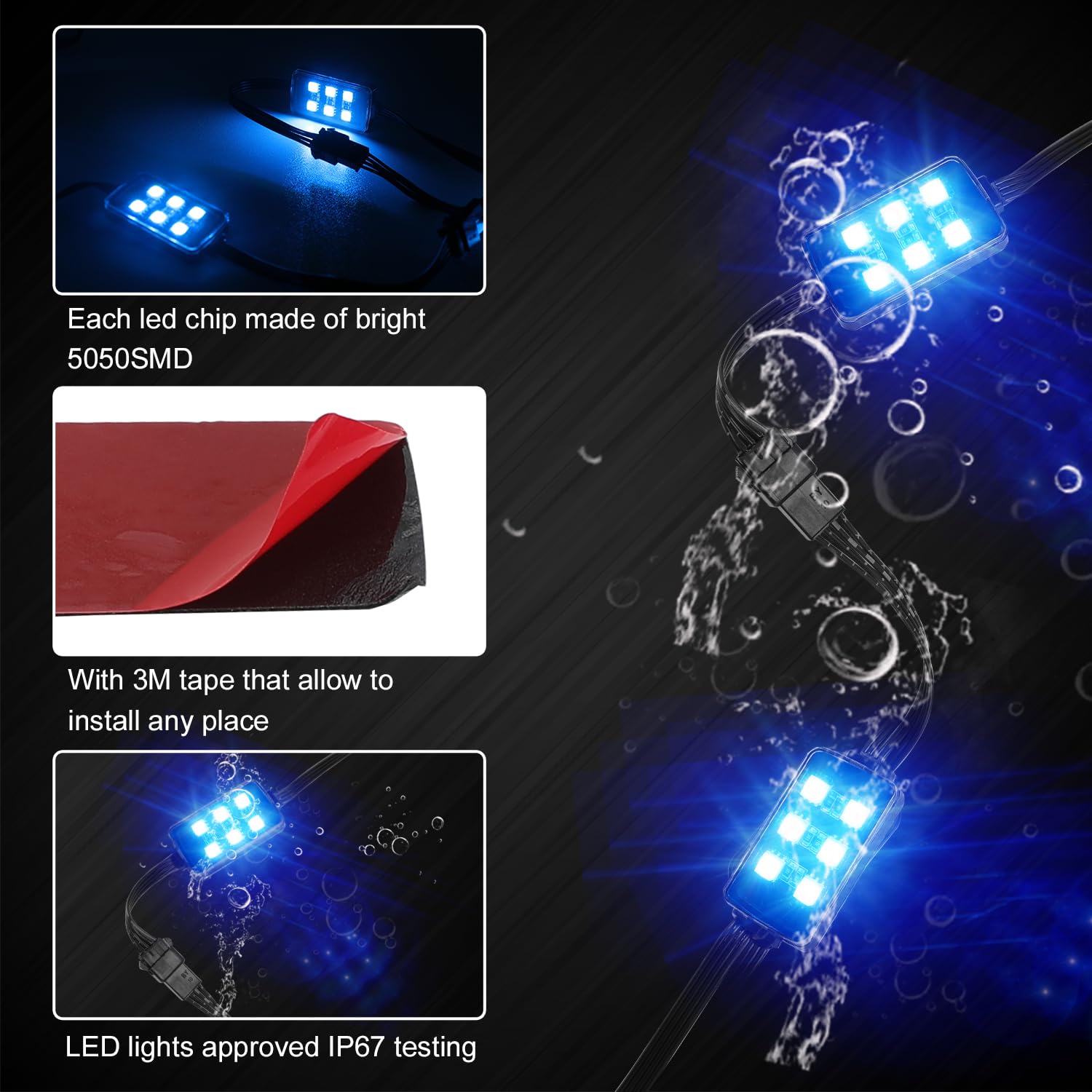 SUNPIE Motorcycle RGB LED Underglow Kit - 12 Pod Neon Light Strip with Smart App Control, 12V DC Power, Waterproof Design for Harley, Kawasaki, Yamaha & All Bikes | Perfect for Night Riding, Car Shows & Custom Bike Lighting
