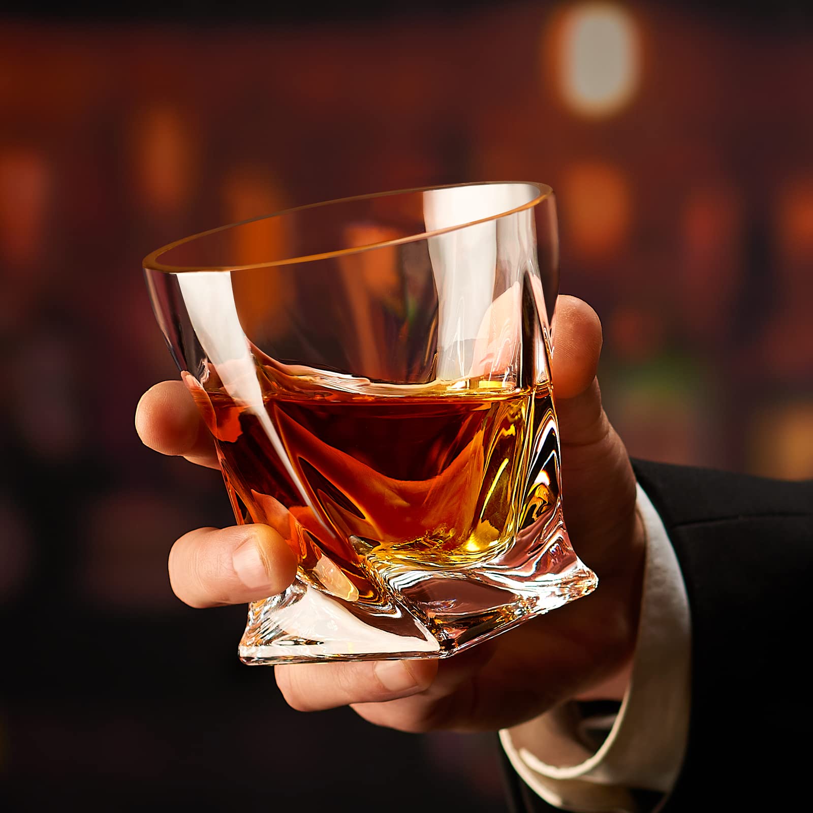 Vintage Whiskey Glasses Set of 4 - 10oz Rocks Glasses for Bourbon, Scotch & Rum - Perfect for Home Bar & Gifts