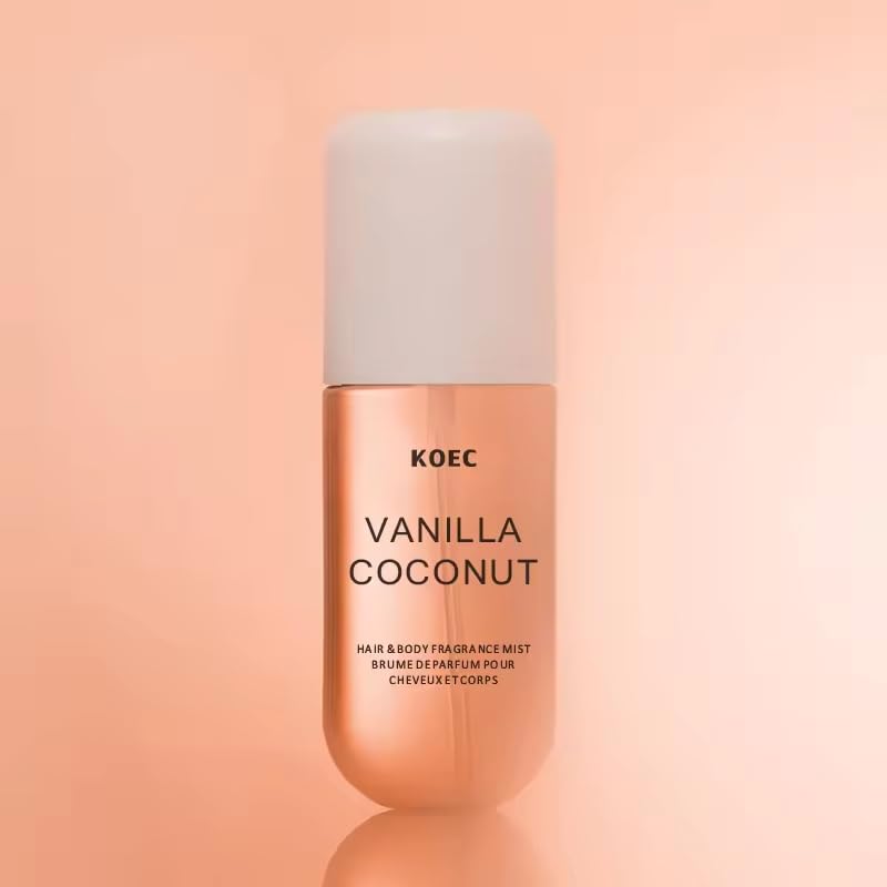 Koec Vanilla Coconut Perfume for Women & Men - 50ml Eau De Toilette Body & Hair Fragrance Mist - Travel Size Spray - Tropical Scent for Summer, Beach, Date Night & Everyday Wear
