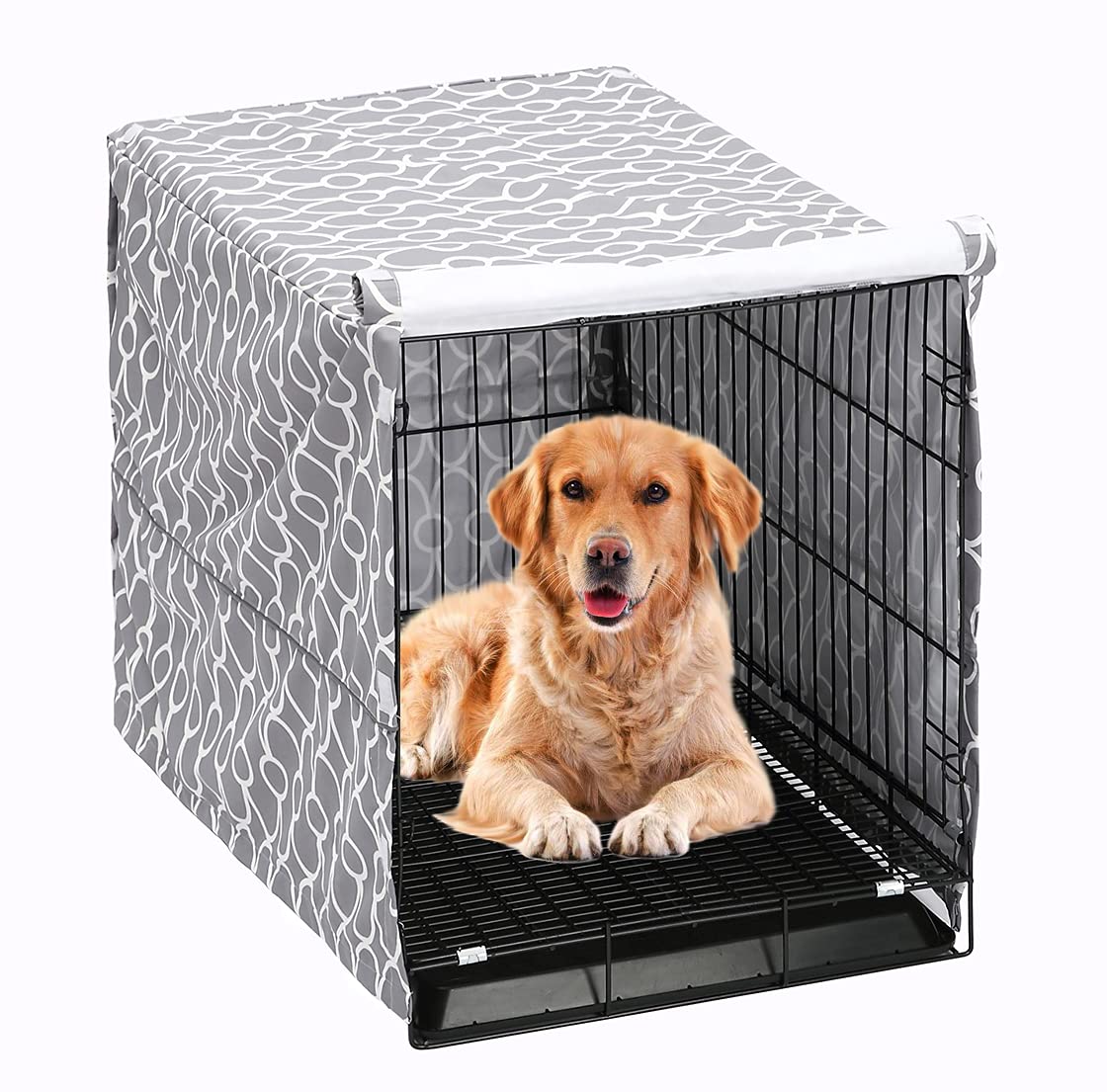 Durable 42 Inch Dog Crate Cover for Wire Kennels - Easy On/Off Adjustable Pet Crate Cover, Fits Most 42