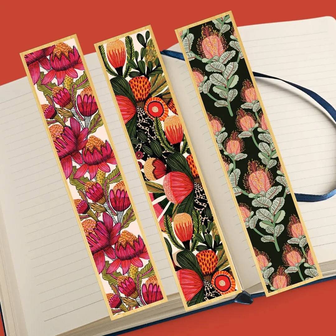 Handmade Australian Native Flora Wooden Bookmark Set - Perfect for Book Lovers & Unique Gifts
