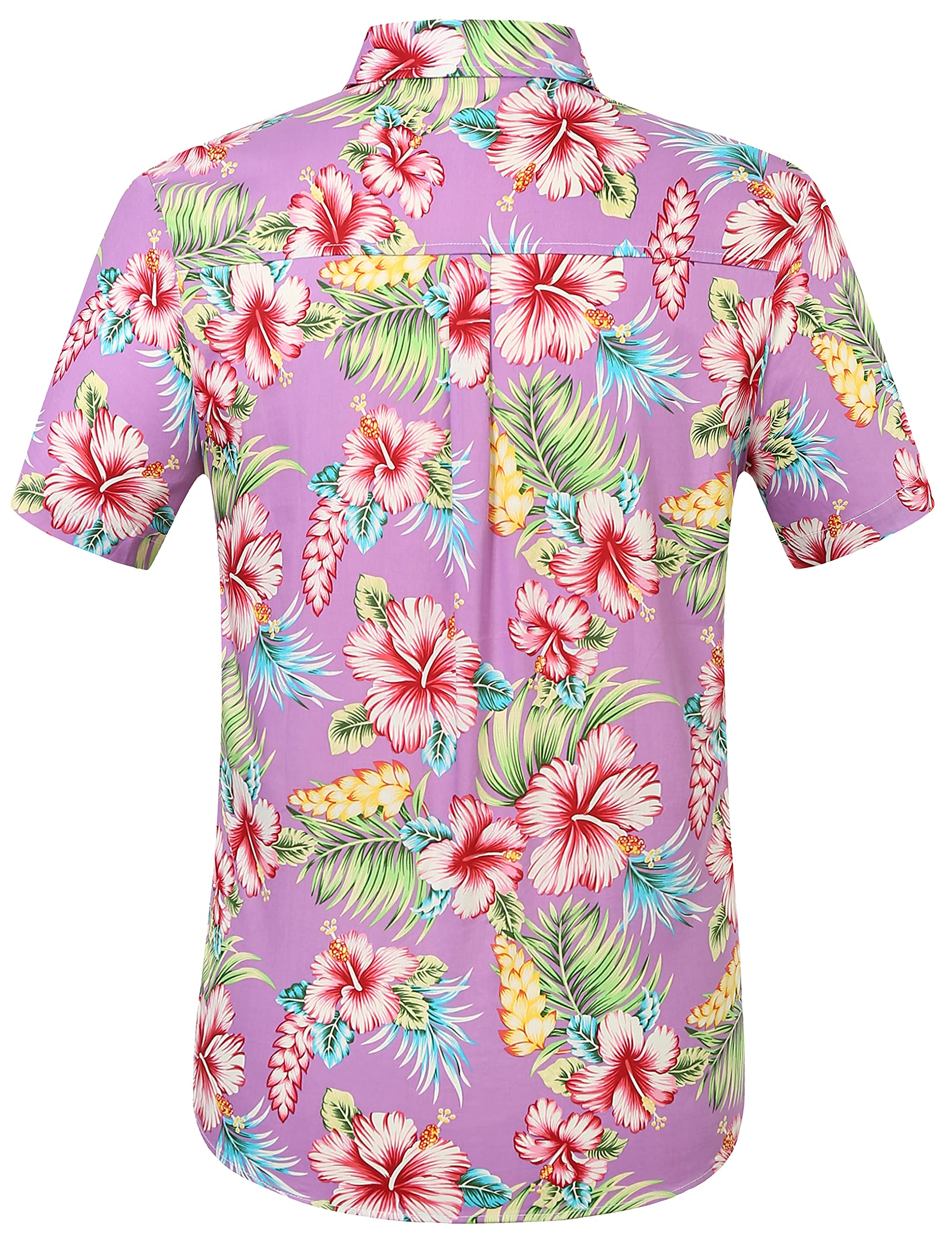 **Men's Hawaiian Shirt - Tropical Floral Short Sleeve Casual Button Down Shirt for Beach, Vacation & Summer Outfits**