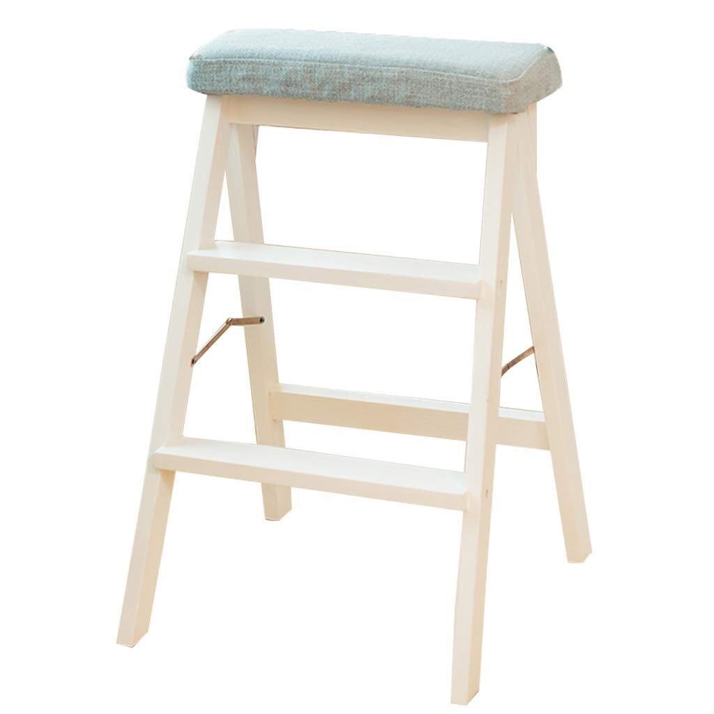 LUDIST 3-Step Wooden Folding Step Stool - Solid Wood Indoor Climbing Stool for Living Room, Balcony, Patio - Compact & Portable for Home, Office, Garden Use