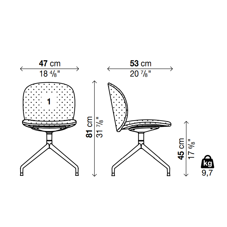 DUA Swivel Trestle Chair with Adjustable Backrest - Modern Office & Home Furniture for Comfortable Seating