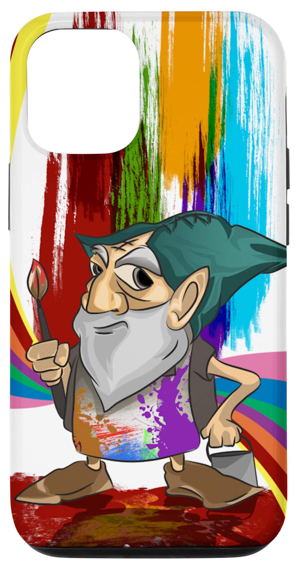 iPhone 12/12 Pro Kawaii Artist Gnome Case - Cute Rainbow Painter Design for Garden & Art Lovers | Perfect Gift for Artists, iPhone Protection with Unique Style