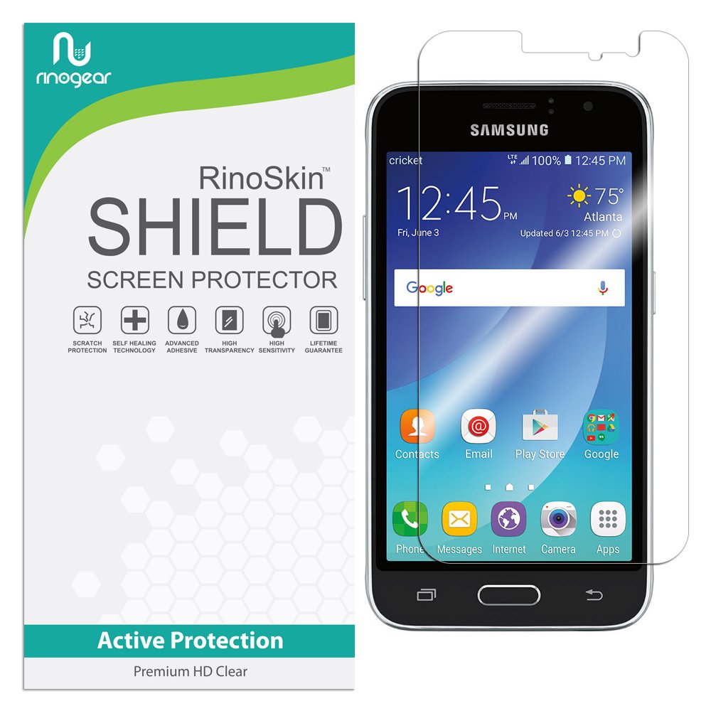 RinoGear Samsung Galaxy Amp 2 Screen Protector (2016) - Case Friendly, Flexible Full Coverage Clear TPU Film - Perfect for Everyday Protection & Scratch Resistance