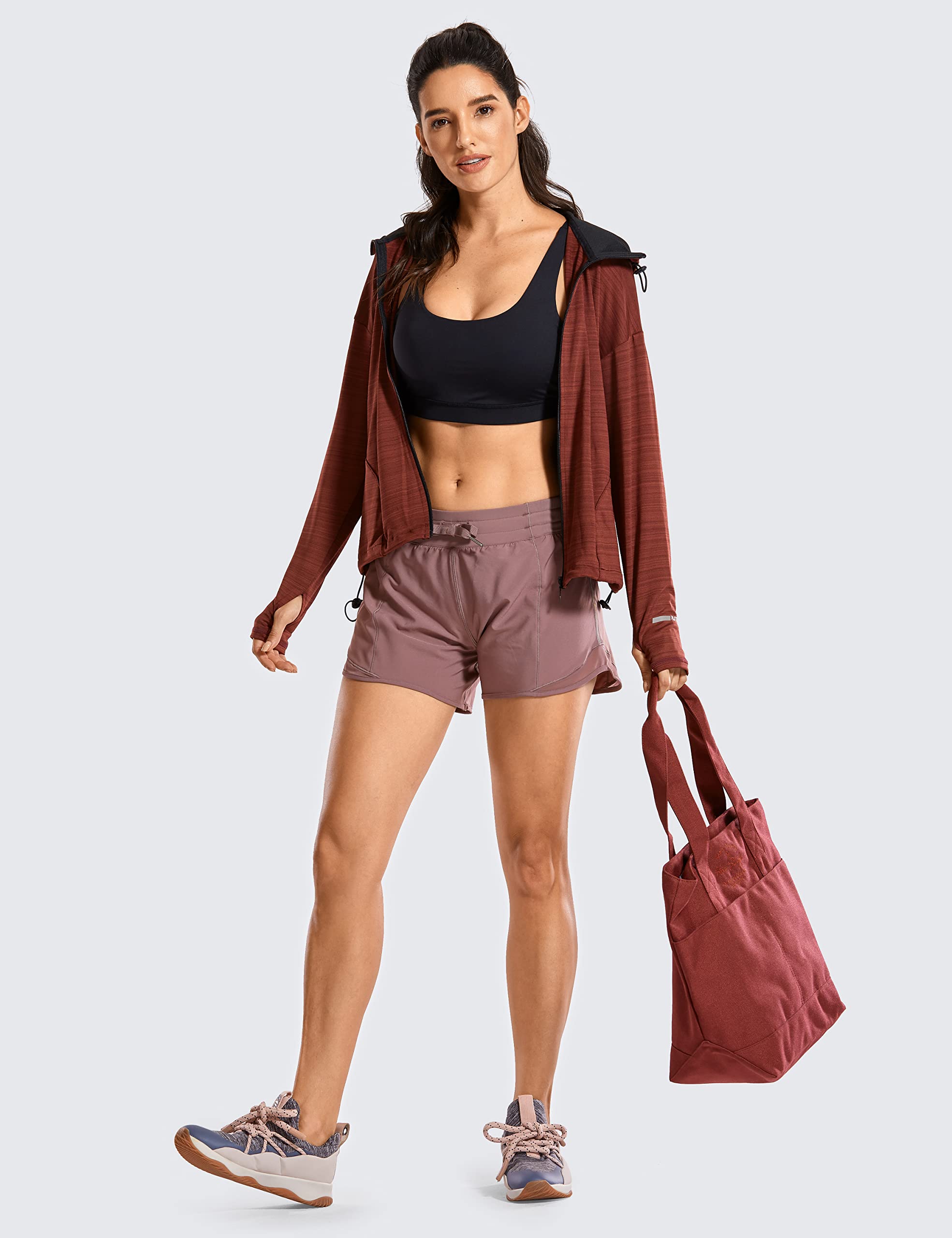 CRZ YOGA Women's Running Shorts with Zip Pocket - 4