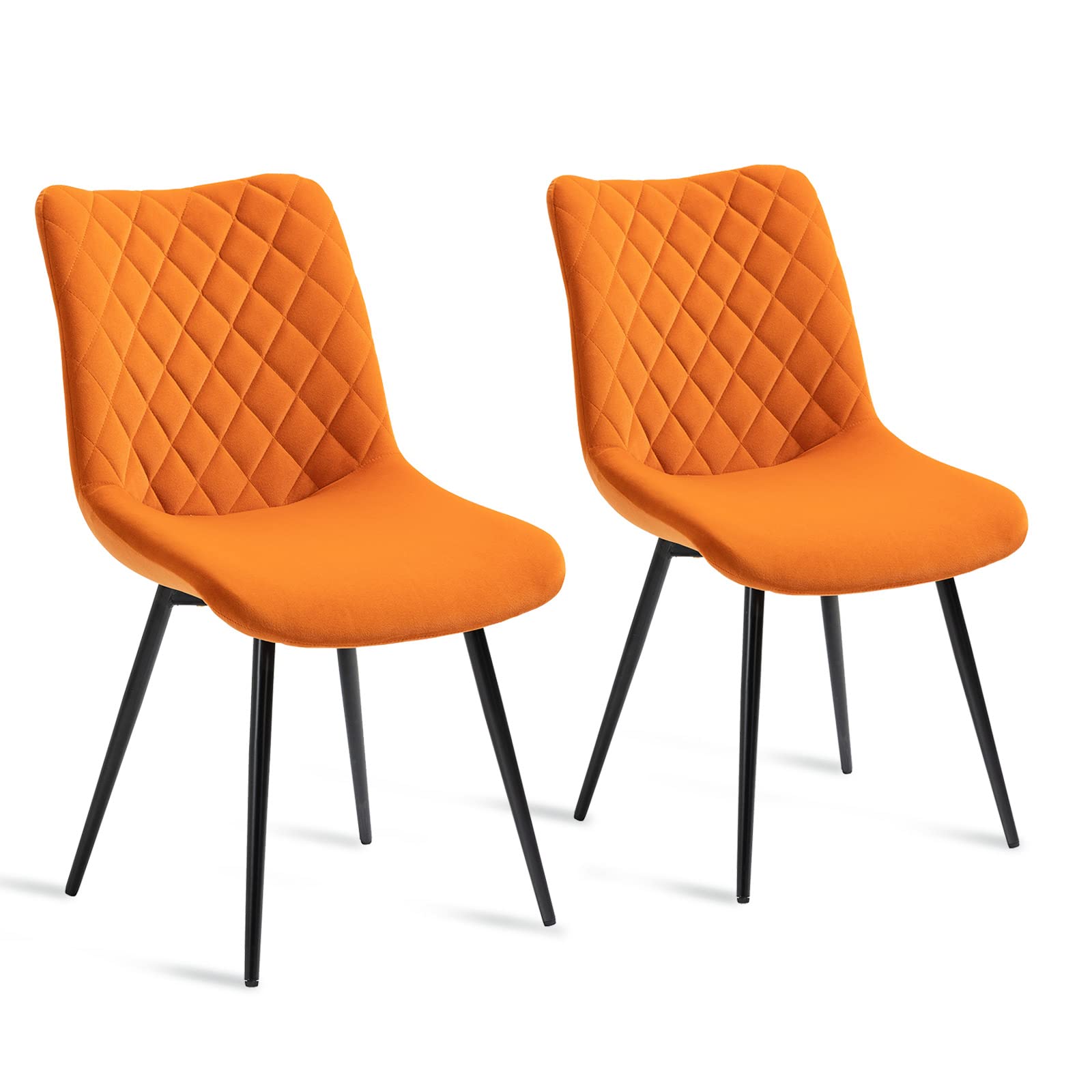 Modern Velvet Dining Chairs Set of 2 - Upholstered Kitchen & Living Room Side Chairs with Sturdy Metal Legs - Perfect for Dining Room, Kitchen, Bedroom, Vanity & Small Space Decor
