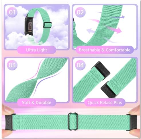 3 Pack Stretchy Nylon Solo Loop Replacement Bands for Fitbit Charge 5 - Comfortable Sport Wristbands for Women & Men - Perfect for Workouts, Running & Daily Wear