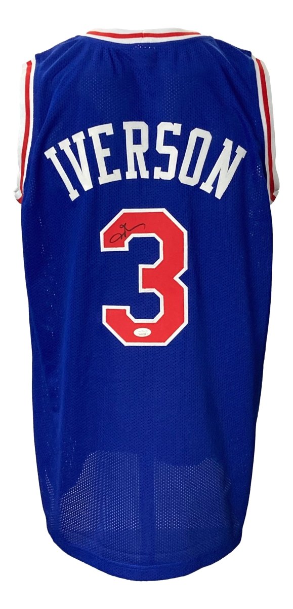 Authentic Allen Iverson Signed Blue NBA Jersey - JSA Certified - Perfect for Collectors & Basketball Fans - Great for Memorabilia Displays & Sports Themed Rooms