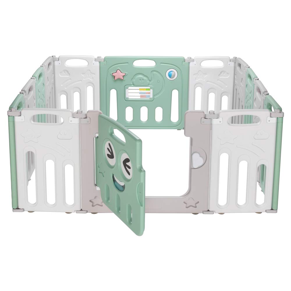 Foldable 14-Panel Baby Playpen - Portable Play Yard with Safety Fence for Indoor & Outdoor Use - HDPE Material for Durability - Perfect for Playtime, Naptime, and Child Safety at Home or Travel