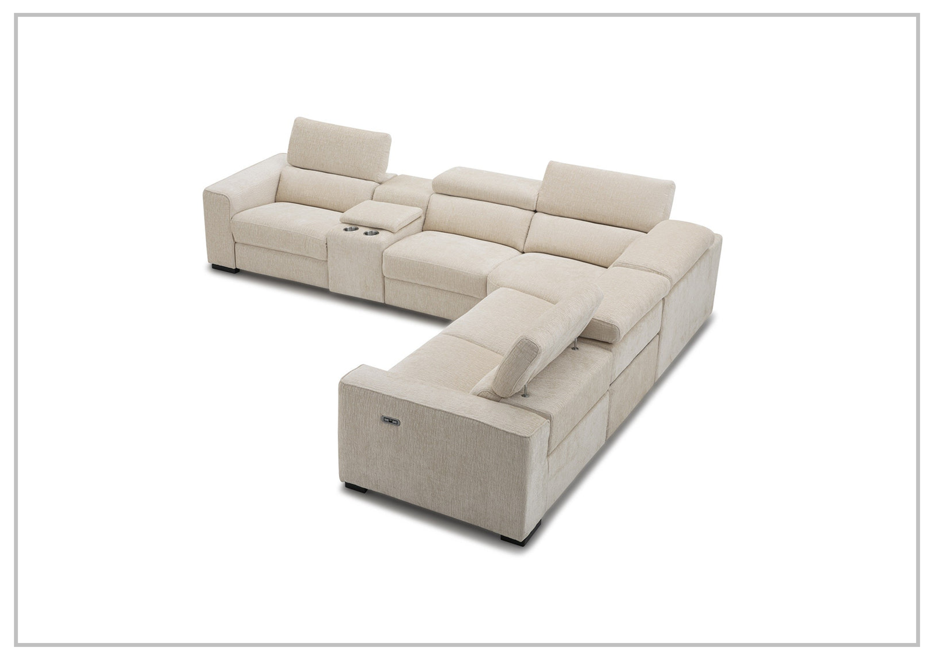 Gio Italia Aventura L-Shaped Fabric Power Reclining Sectional Sofa - Modern Recliner Couch with USB Charging for Living Room, Home Theater & Family Room Comfort