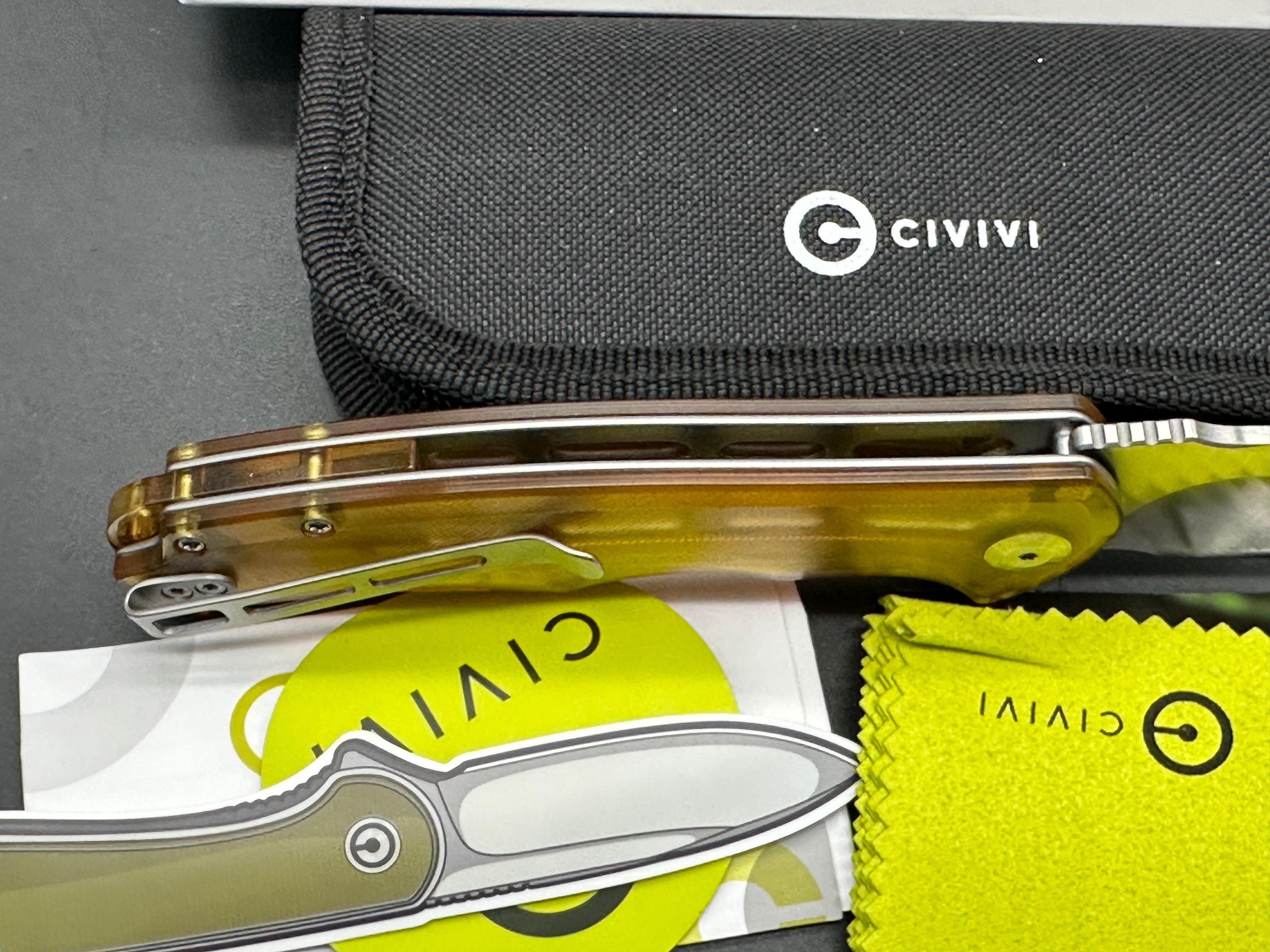 CIVIVI PRAXIS Folding Knife - 9CR18MOV Stainless Steel Blade, Drop Point, Polished Ultem Handle - EDC Pocket Knife for Camping, Hiking & Outdoor Adventures