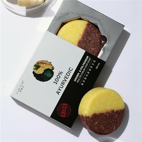 YEBAT Natural Shampoo Bar with Ayurvedic Herbs & Ginger - Anti Hair Fall, Thickening & Scalp Treatment for Stronger Hair | Organic Repair & Darkening Formula (100g) | Ideal for Daily Hair Care & Travel