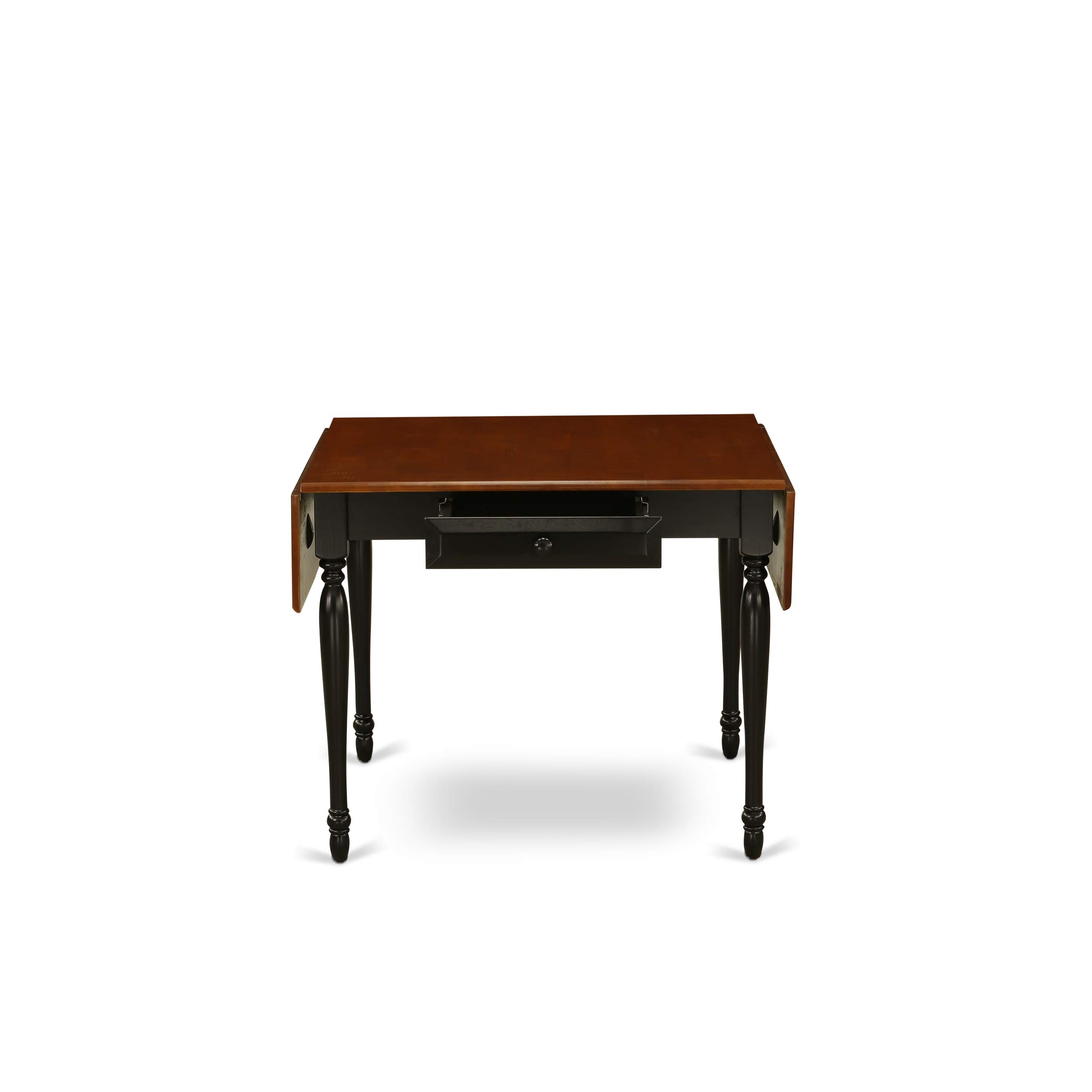 Modern 3-Piece Dining Table Set with Drop Leaf - 36x54 Inch Rectangle Wooden Table & 2 Chairs in Black & Cherry - Perfect for Small Spaces, Breakfast Nooks & Apartment Dining Rooms - East West Furniture MZLG3-BCH-W