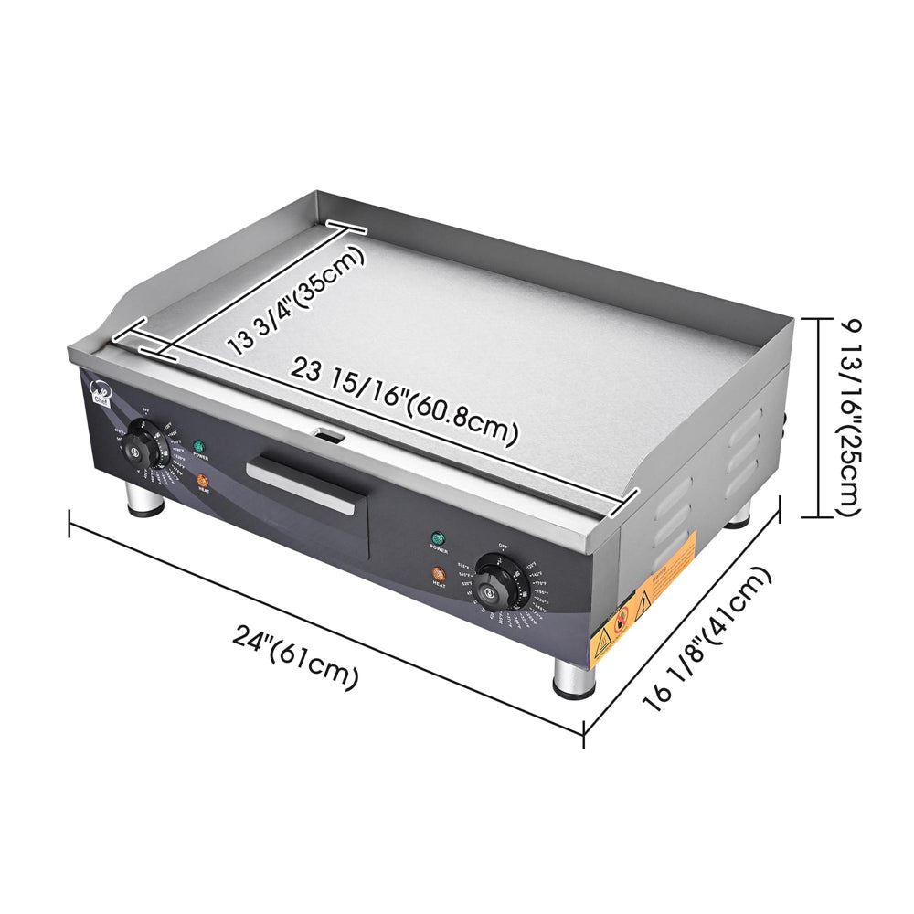 TheLAShop Commercial Electric Griddle - 24 Inch Countertop Grill, 3500W 220V - Perfect for Restaurants, Food Trucks & Home Kitchen Use